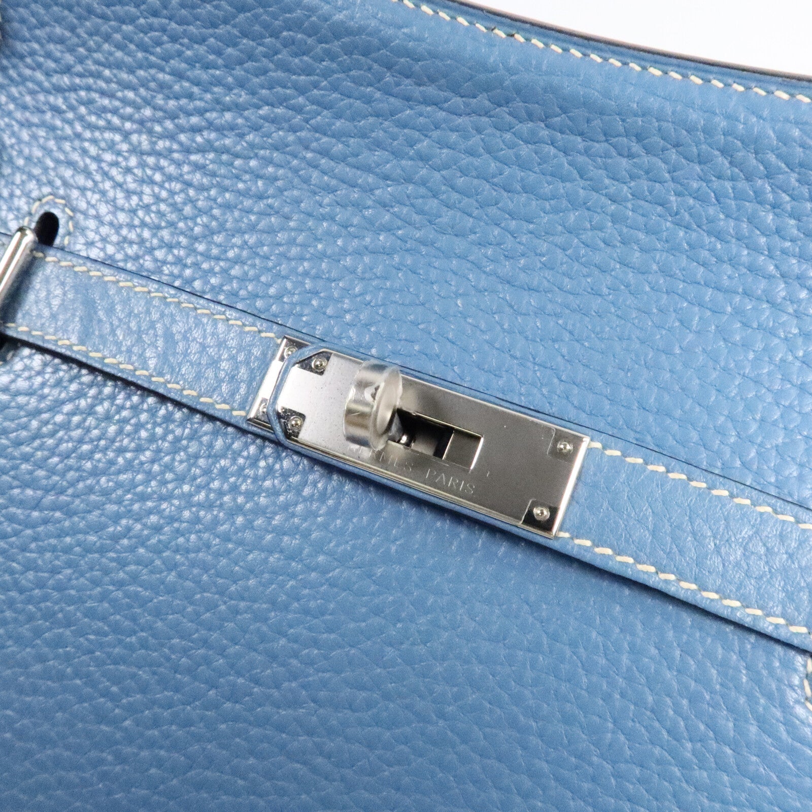 HERMES Togo皮革Jypsiere 28肩背袋Blue Jean