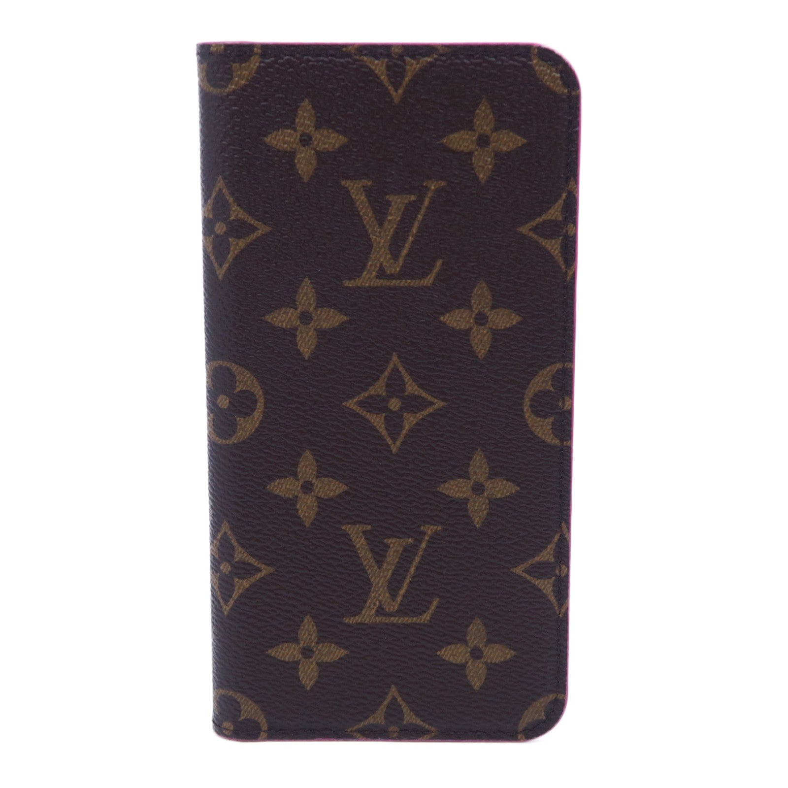 LOUIS VUITTON 【清倉大減價】Monogram iPhone 8 Plus Folio Case手機殼啡色/粉紅色