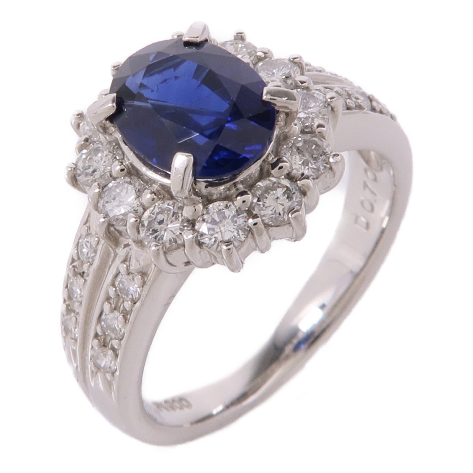 JEWELRY PT900鉑金Sapphire/Diamond Ring藍寶石/鑽石戒指US#6