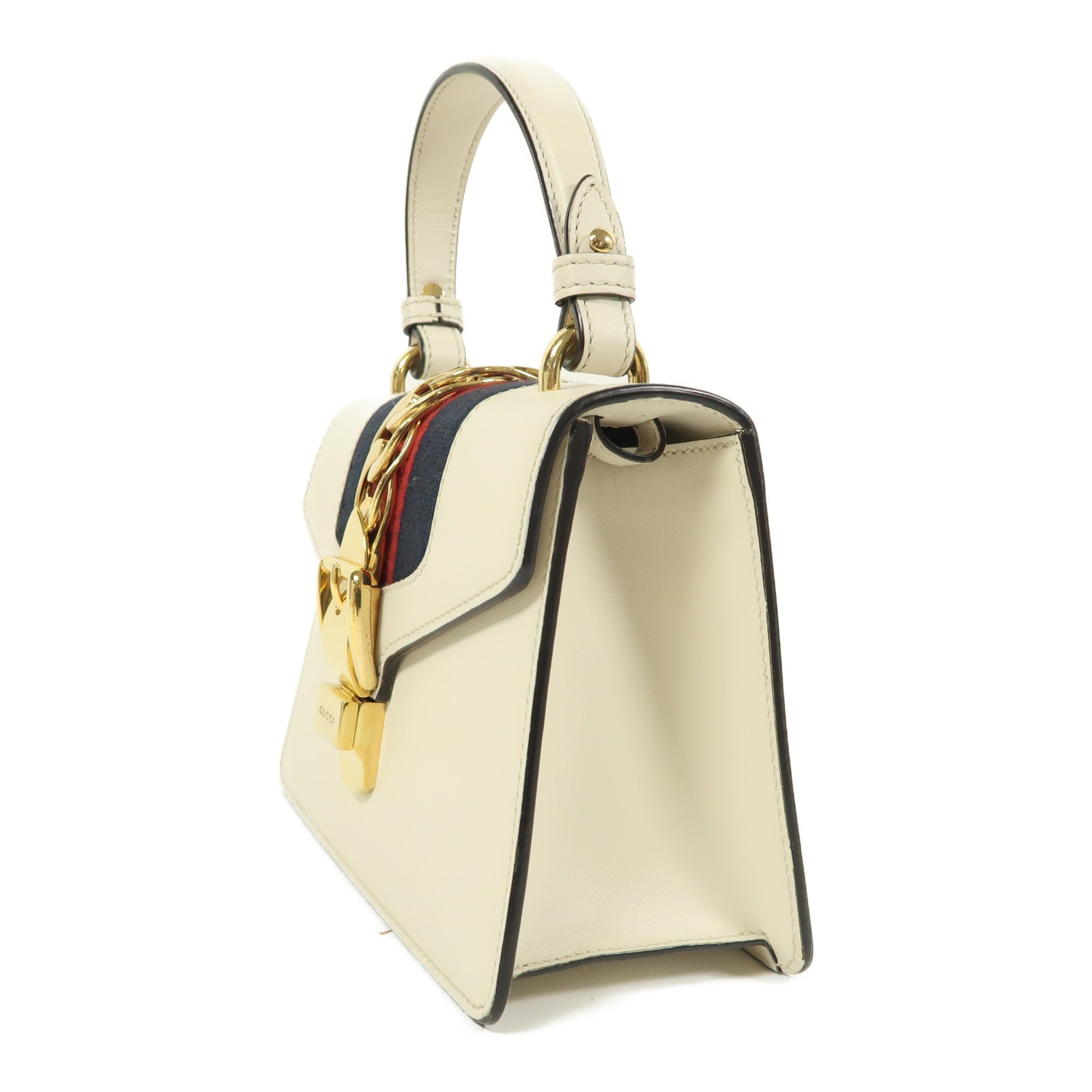 GUCCI 牛皮皮革Sylvie金扣手挽肩背兩用袋