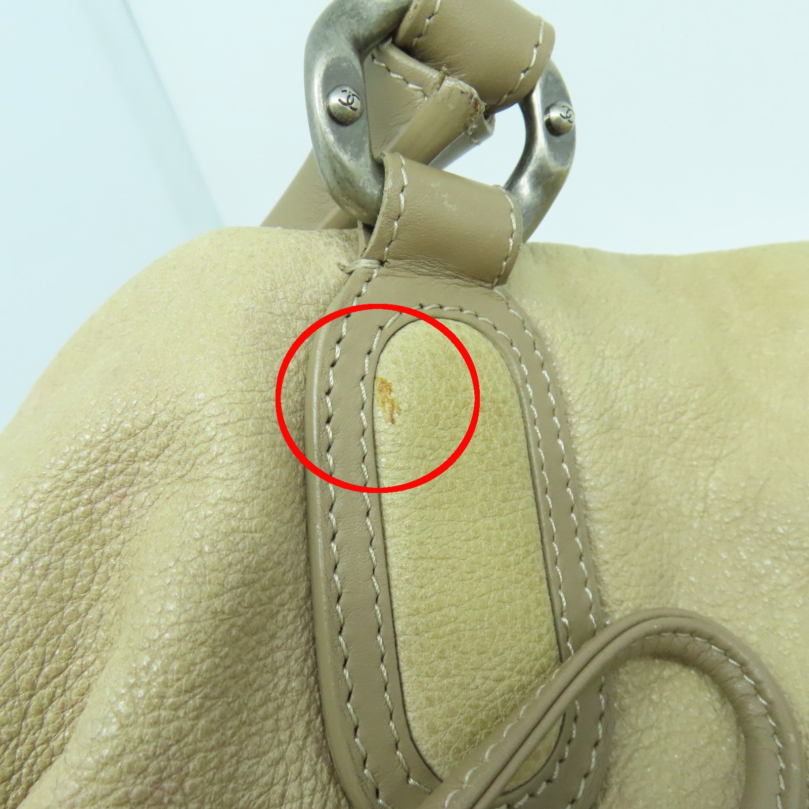 CHANEL 【激減優惠】牛皮皮革Tote Bag銀扣手挽袋啡色