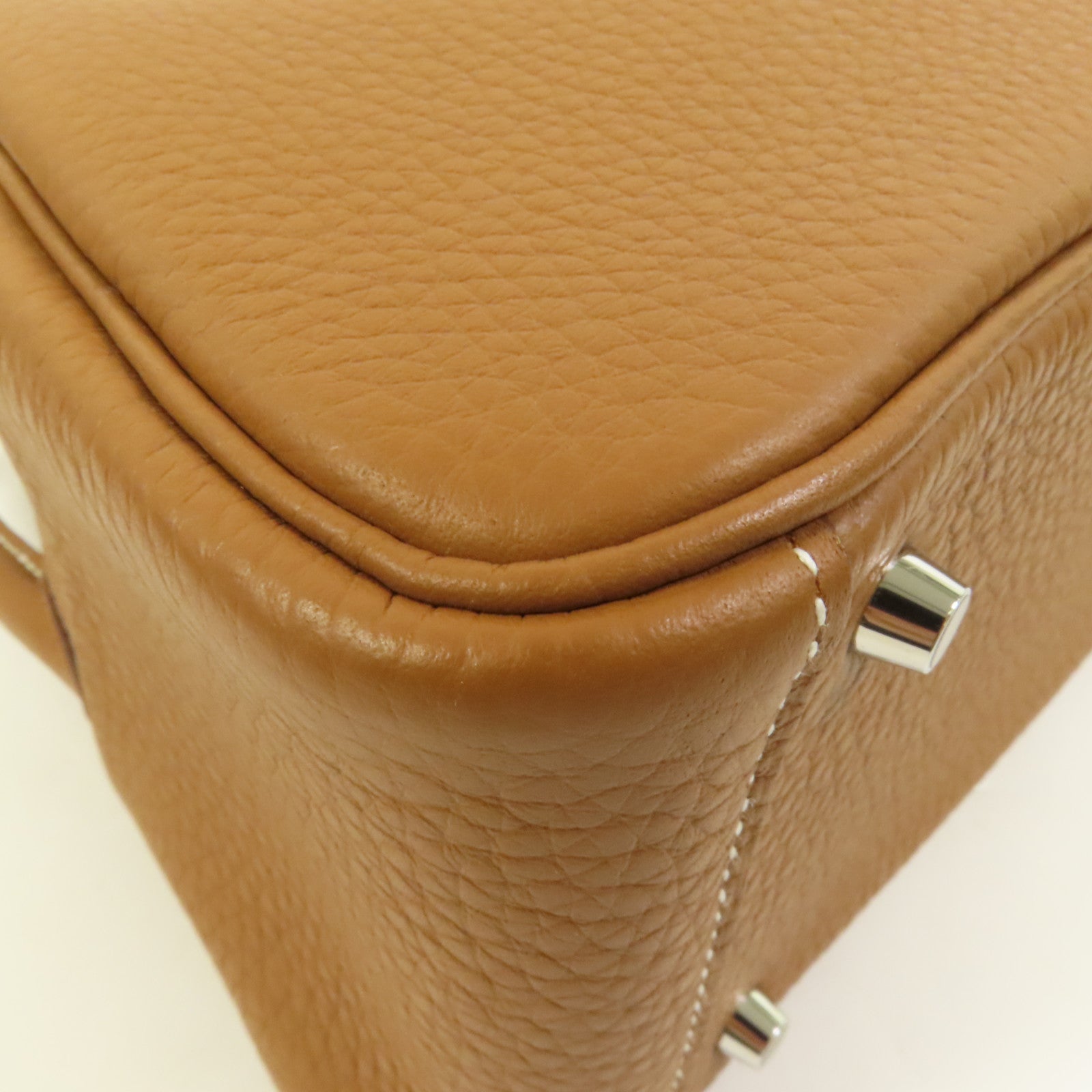 HERMES Clemence皮革Mini Lindy銀扣手挽肩背兩用袋Gold