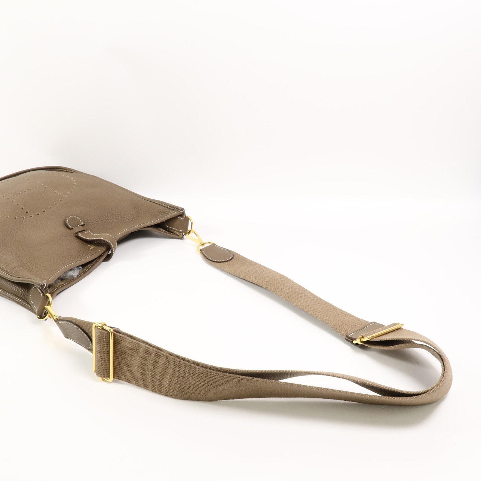 HERMES Clemence皮革Evelyne PM肩背袋Etoupe