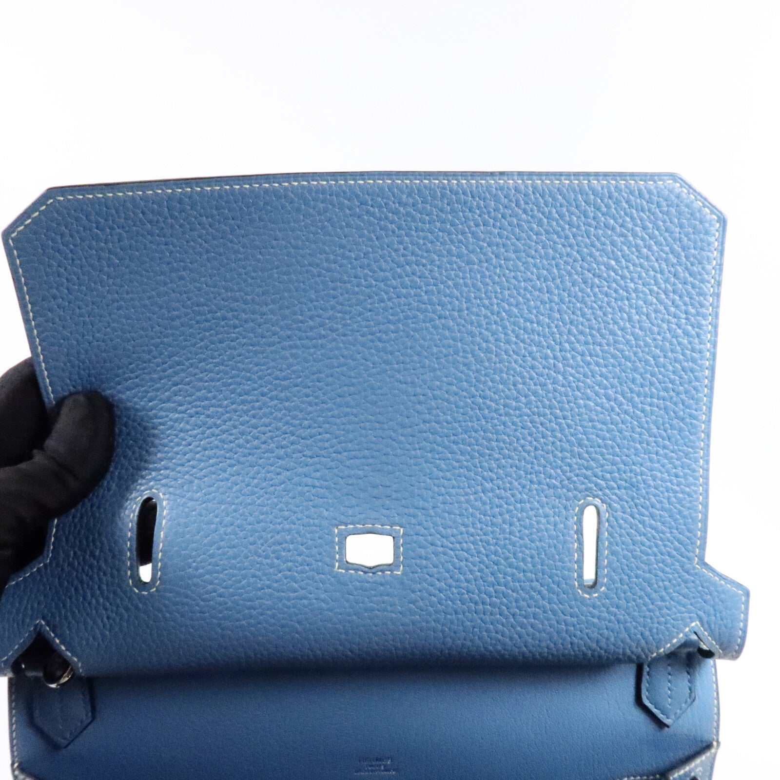 HERMES Togo皮革Jypsiere 28肩背袋Blue Jean
