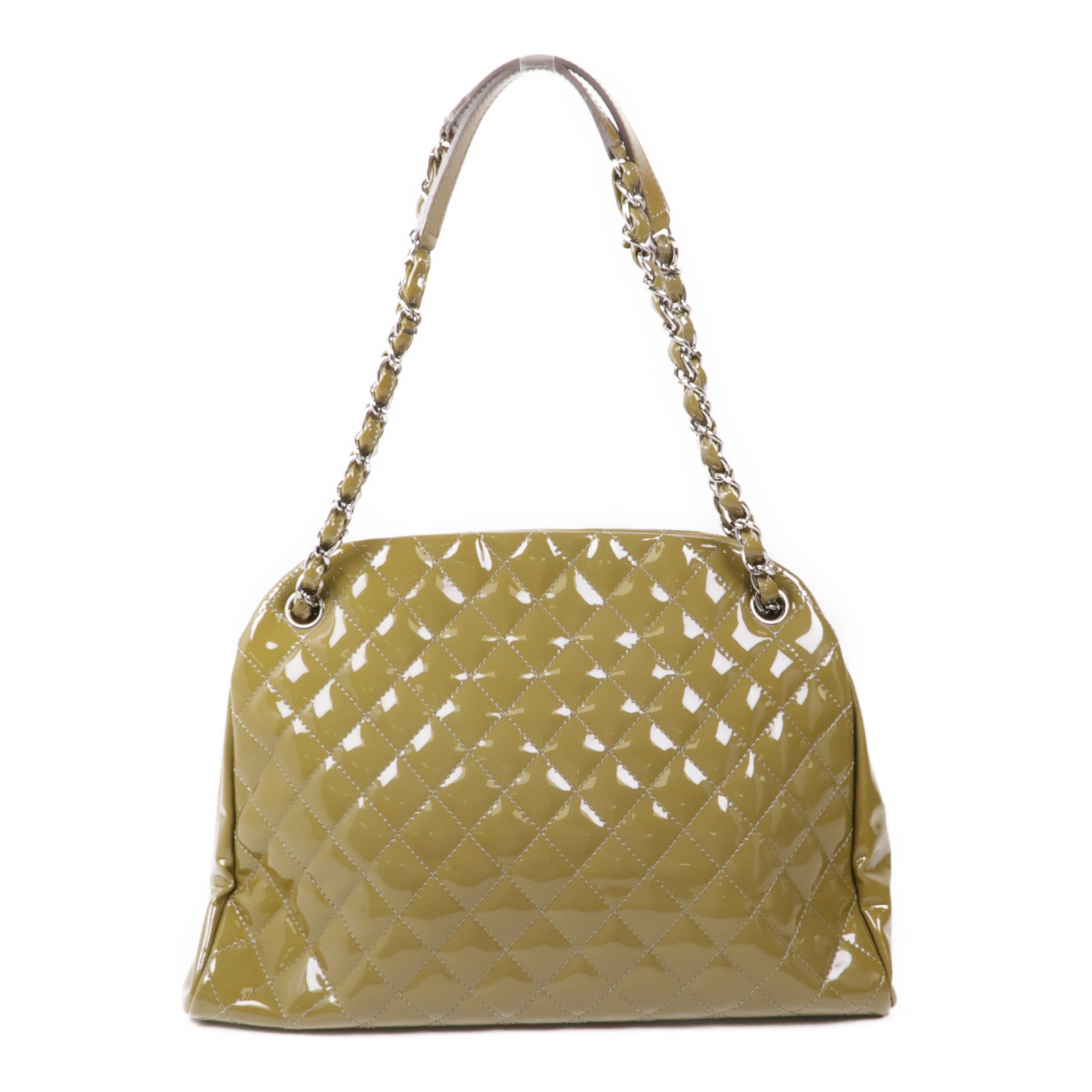 CHANEL 漆皮皮革Chain Shoulder銀扣鏈帶肩背袋