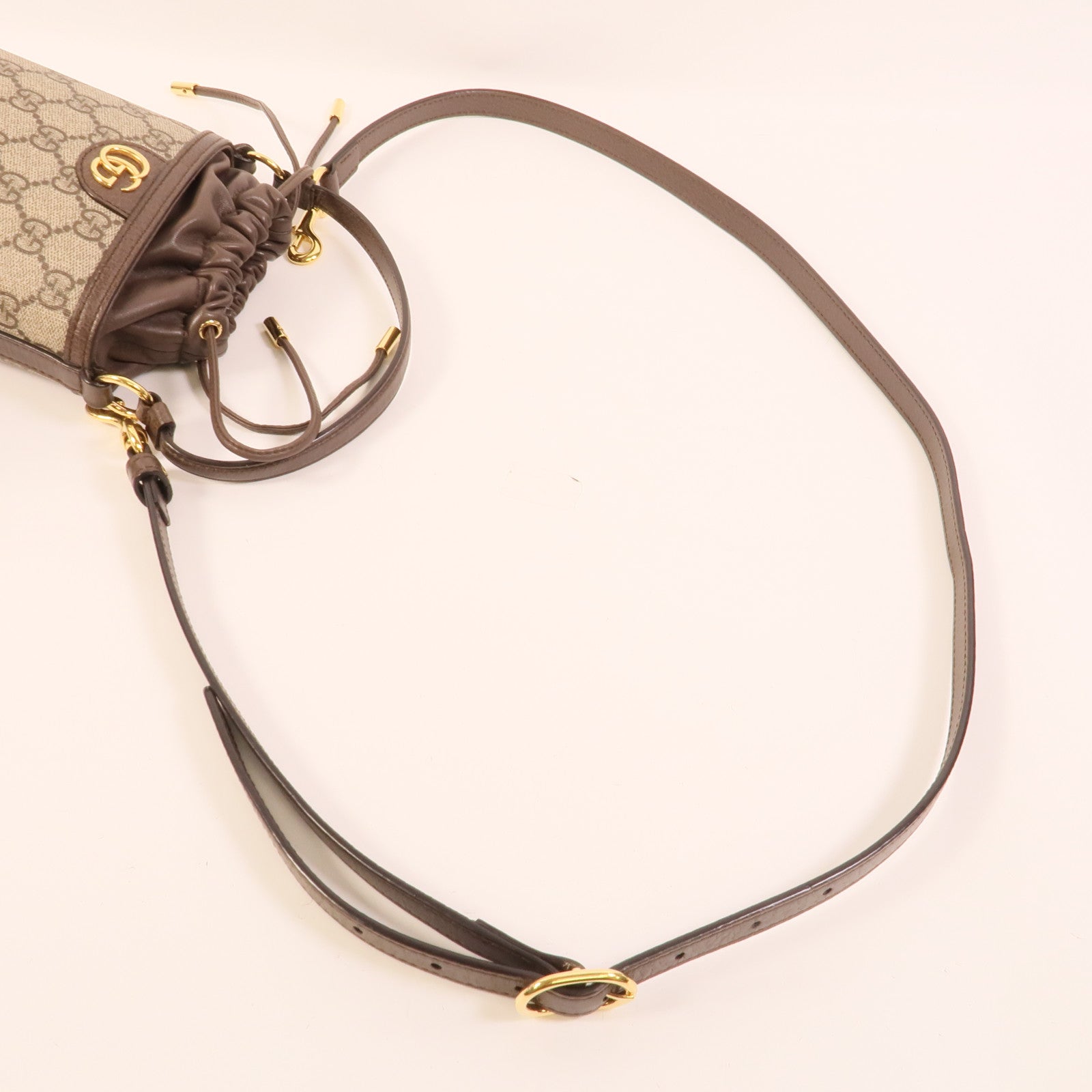 GUCCI 塗層帆布GG Superme Basket Mini手挽肩背兩用袋