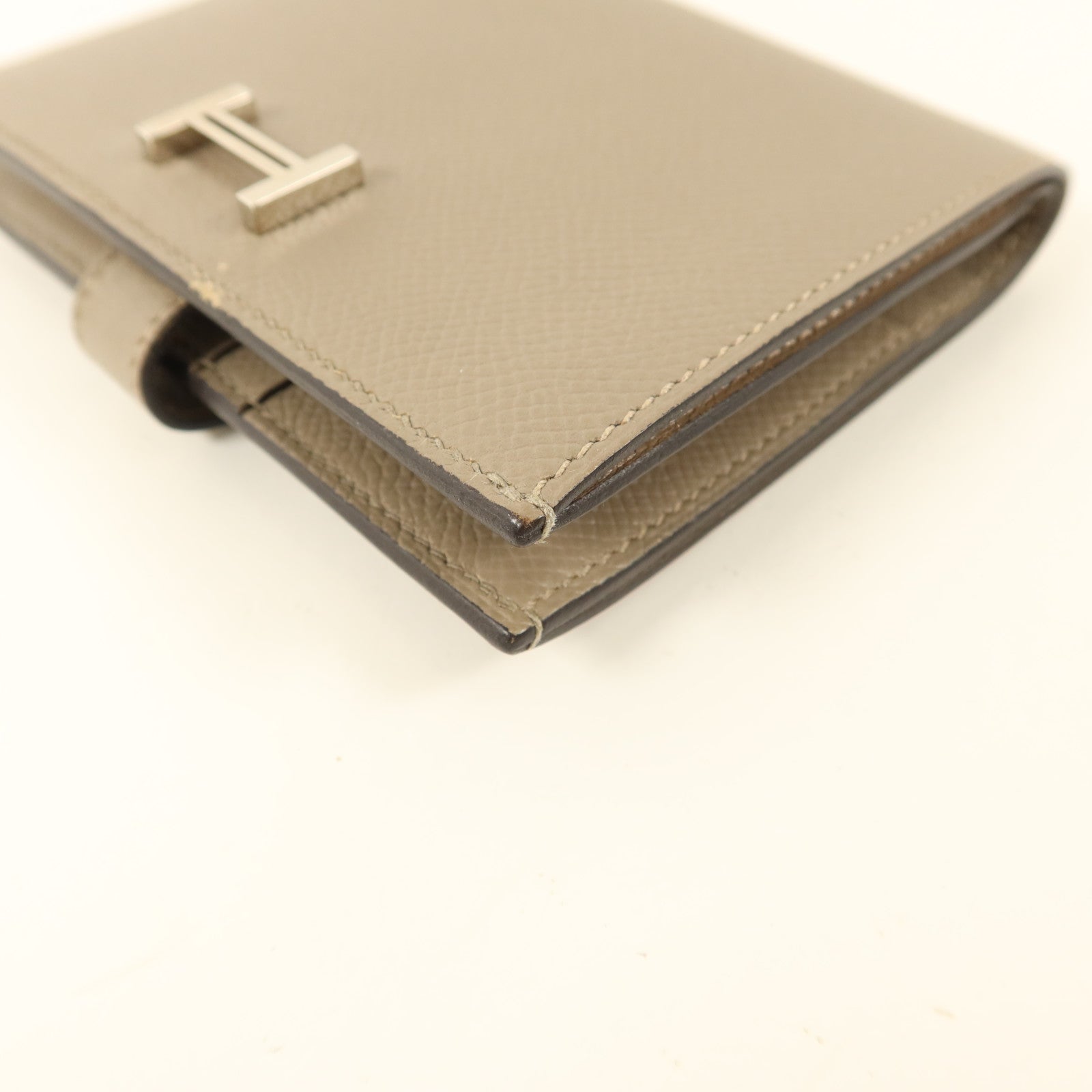 HERMES Epsom皮革Bearn Compact Wallet銀扣錢包Gris Asphalte