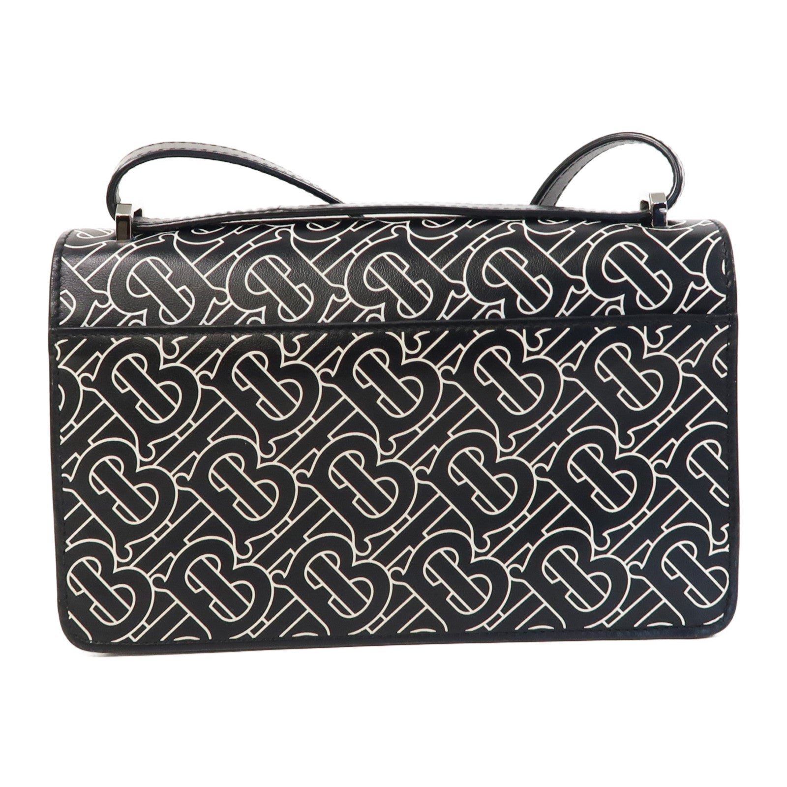 BURBERRY 牛皮皮革Shoulder Bag銀扣肩背袋黑色