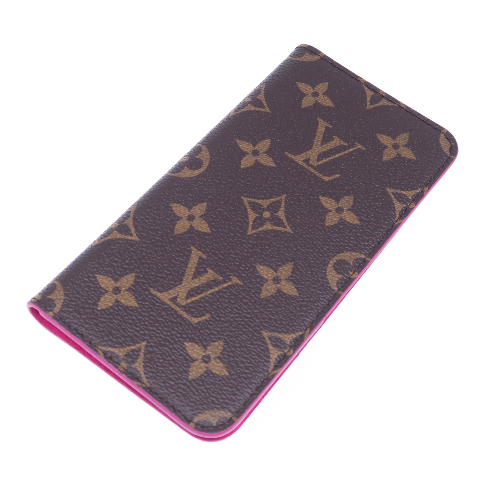 LOUIS VUITTON 【清倉大減價】Monogram iPhone 8 Plus Folio Case手機殼啡色/粉紅色