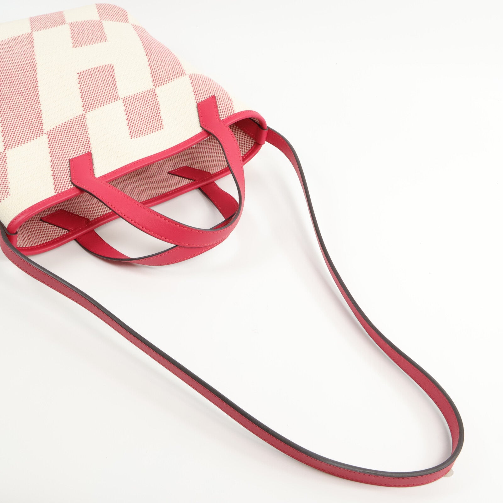 HERMES 帆布Cabas H En Biais 27手挽肩背兩用袋Framboise