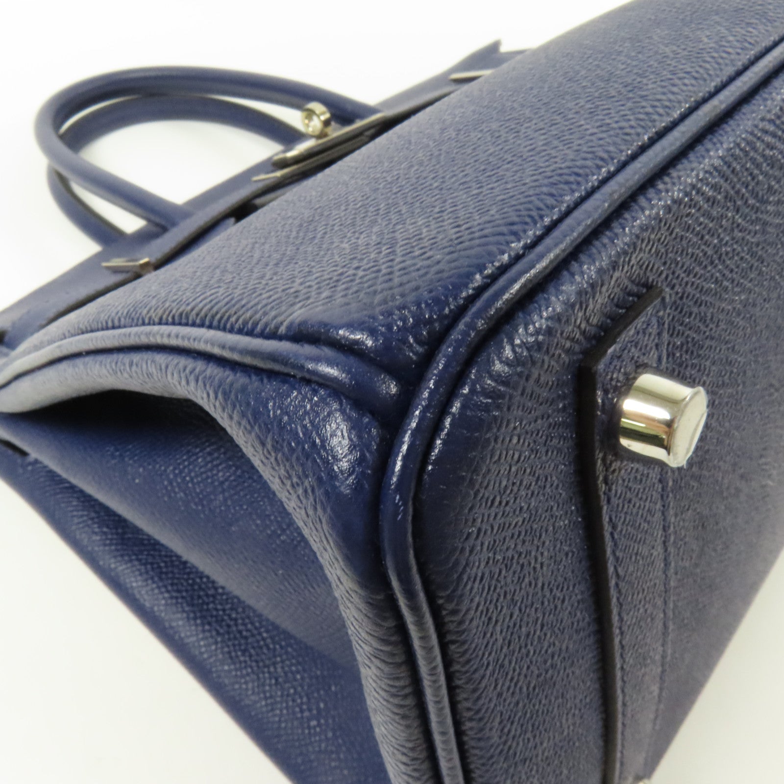HERMES Epsom皮革Birkin 30銀扣手挽袋Bleu Saphir