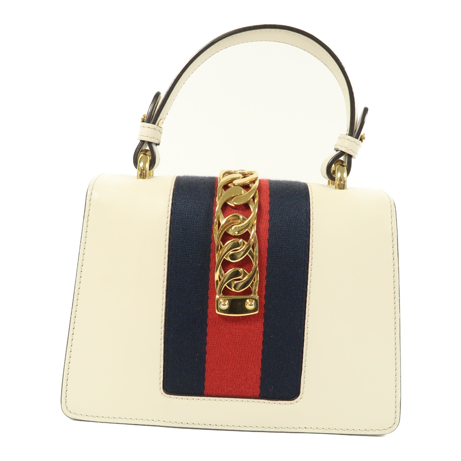 GUCCI 牛皮皮革Sylvie金扣手挽肩背兩用袋