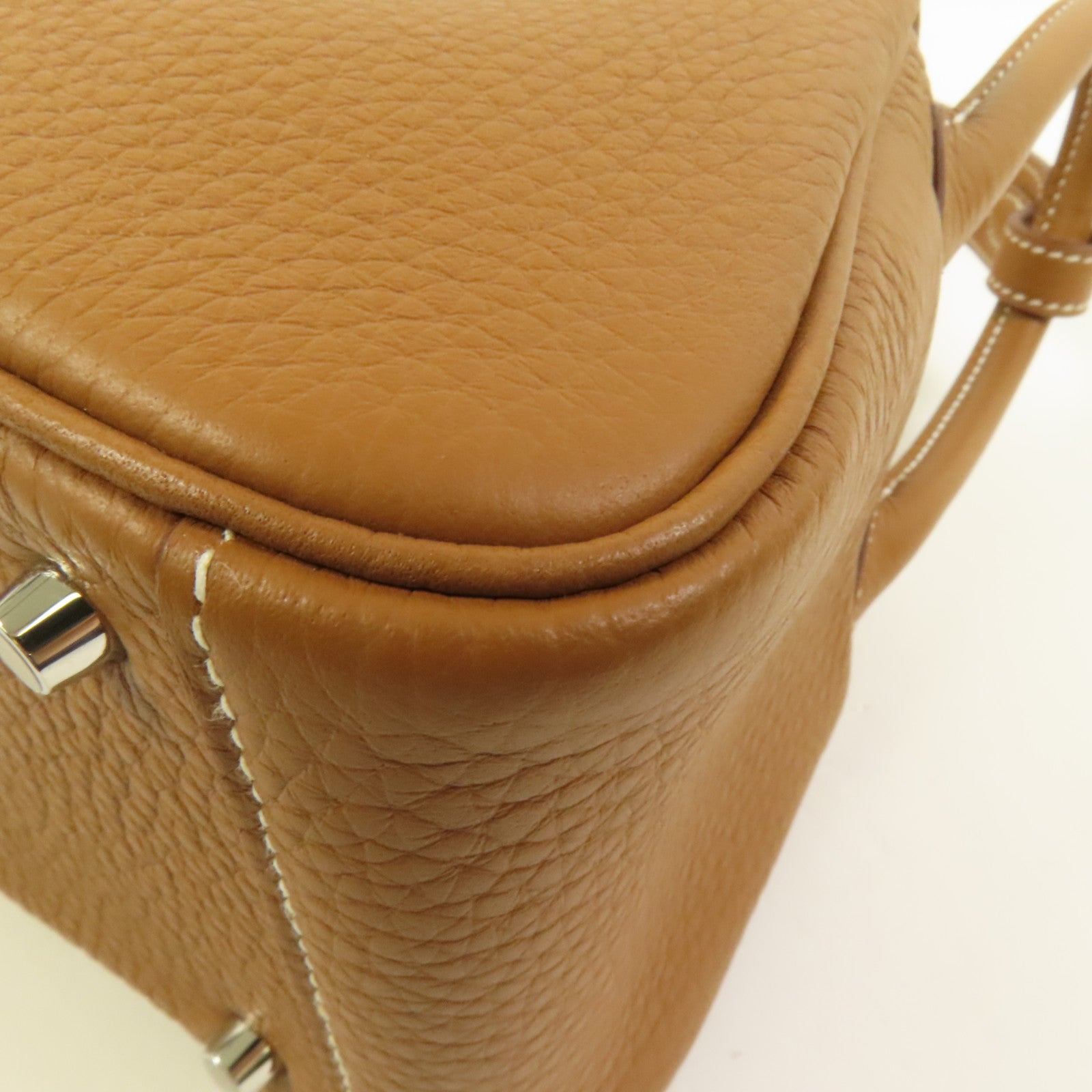 HERMES Clemence皮革Mini Lindy銀扣手挽肩背兩用袋Gold