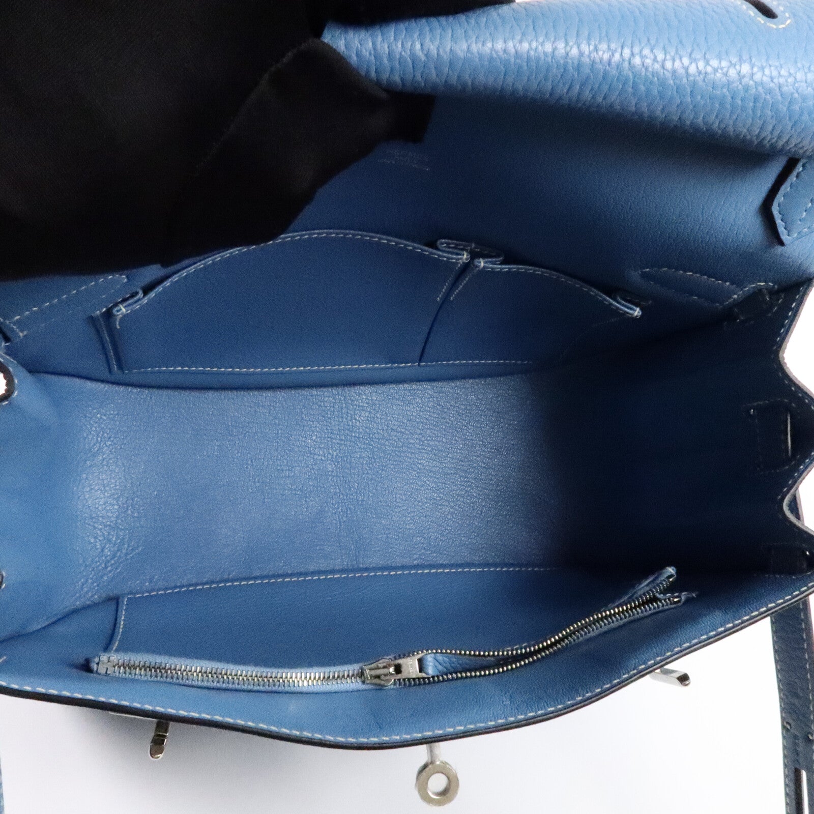 HERMES Togo皮革Jypsiere 28肩背袋Blue Jean