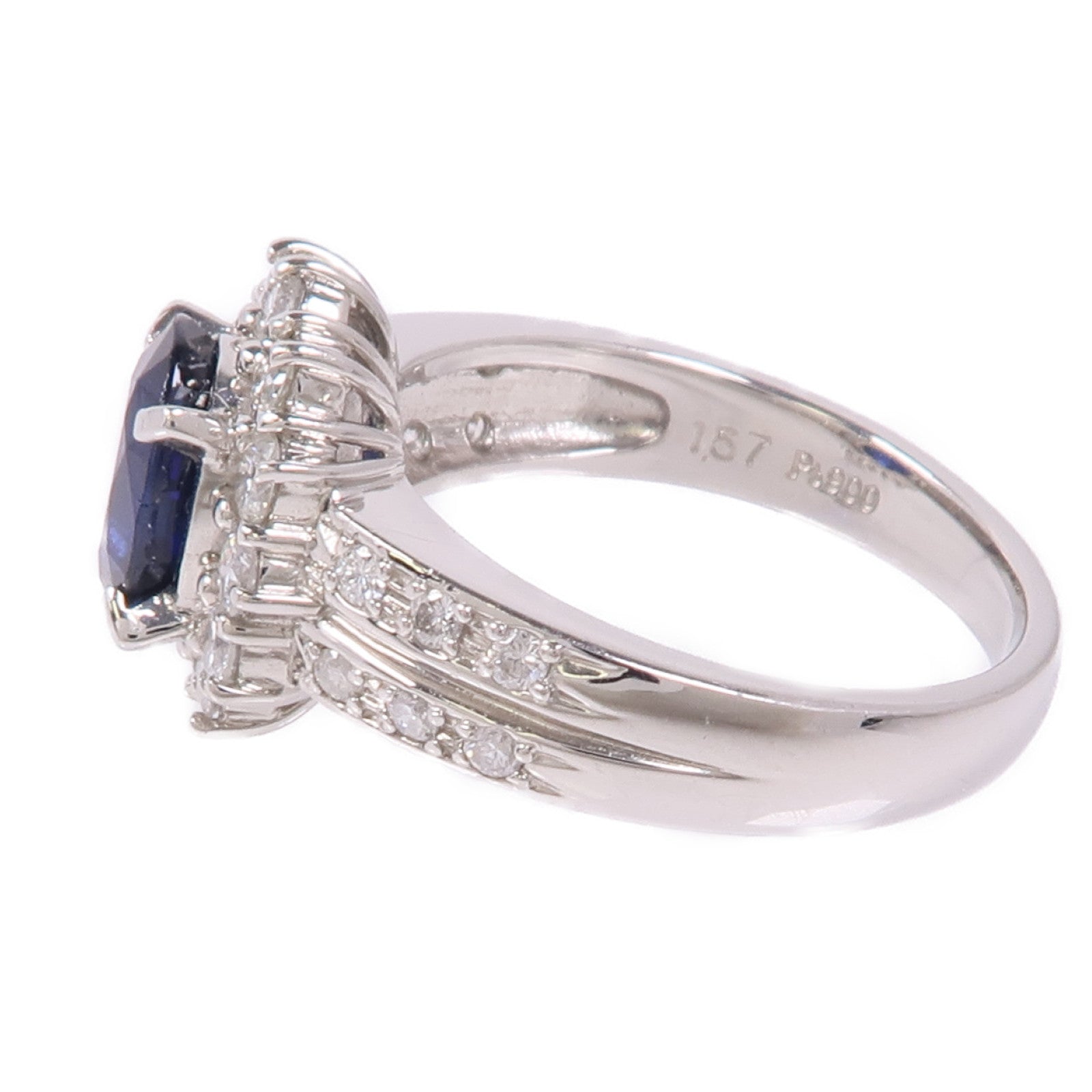 JEWELRY PT900鉑金Sapphire/Diamond Ring藍寶石/鑽石戒指US#6