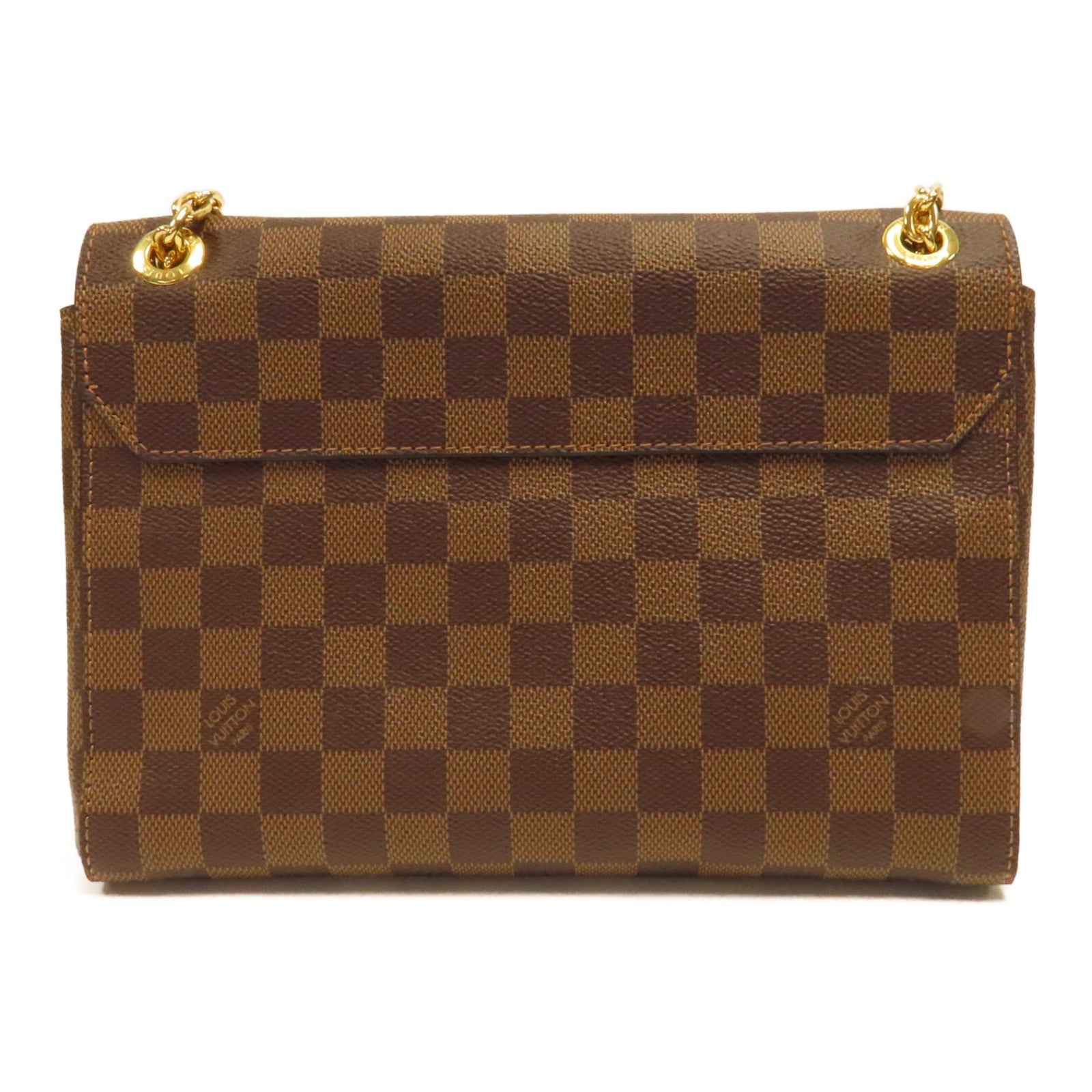 LOUIS VUITTON Damier Vavin PM金扣鏈帶肩背袋啡色