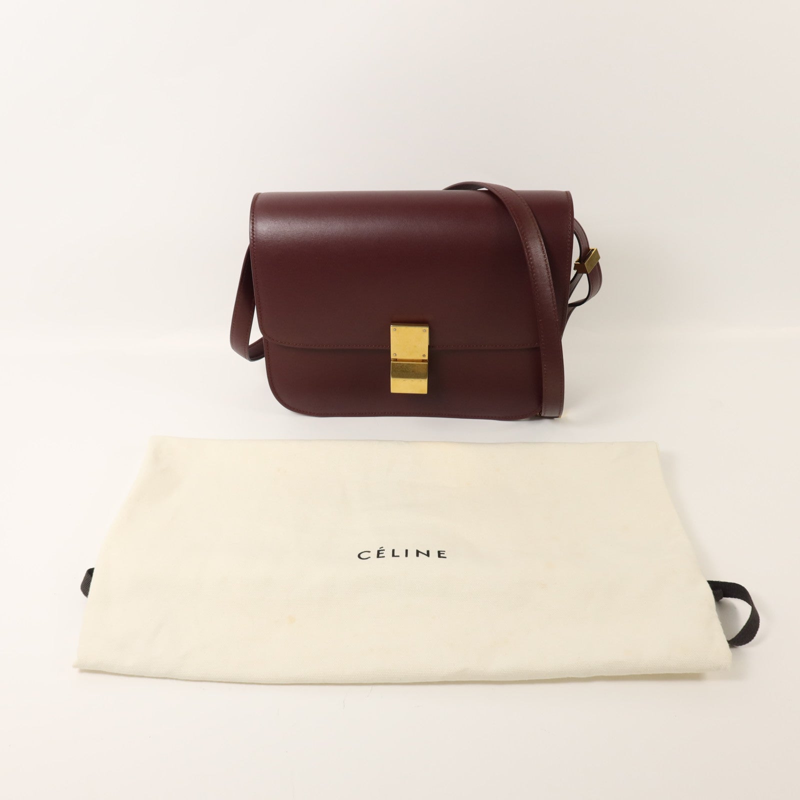 CELINE 牛皮皮革Classic Box金扣肩背袋