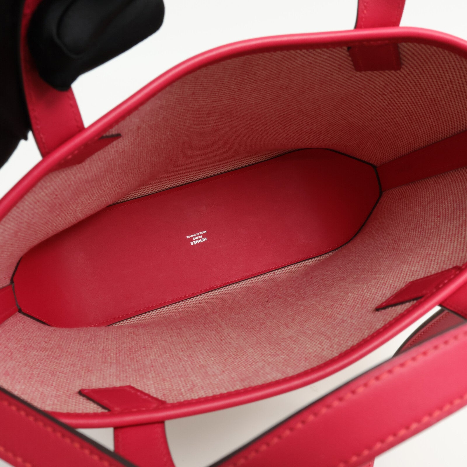 HERMES 帆布Cabas H En Biais 27手挽肩背兩用袋Framboise
