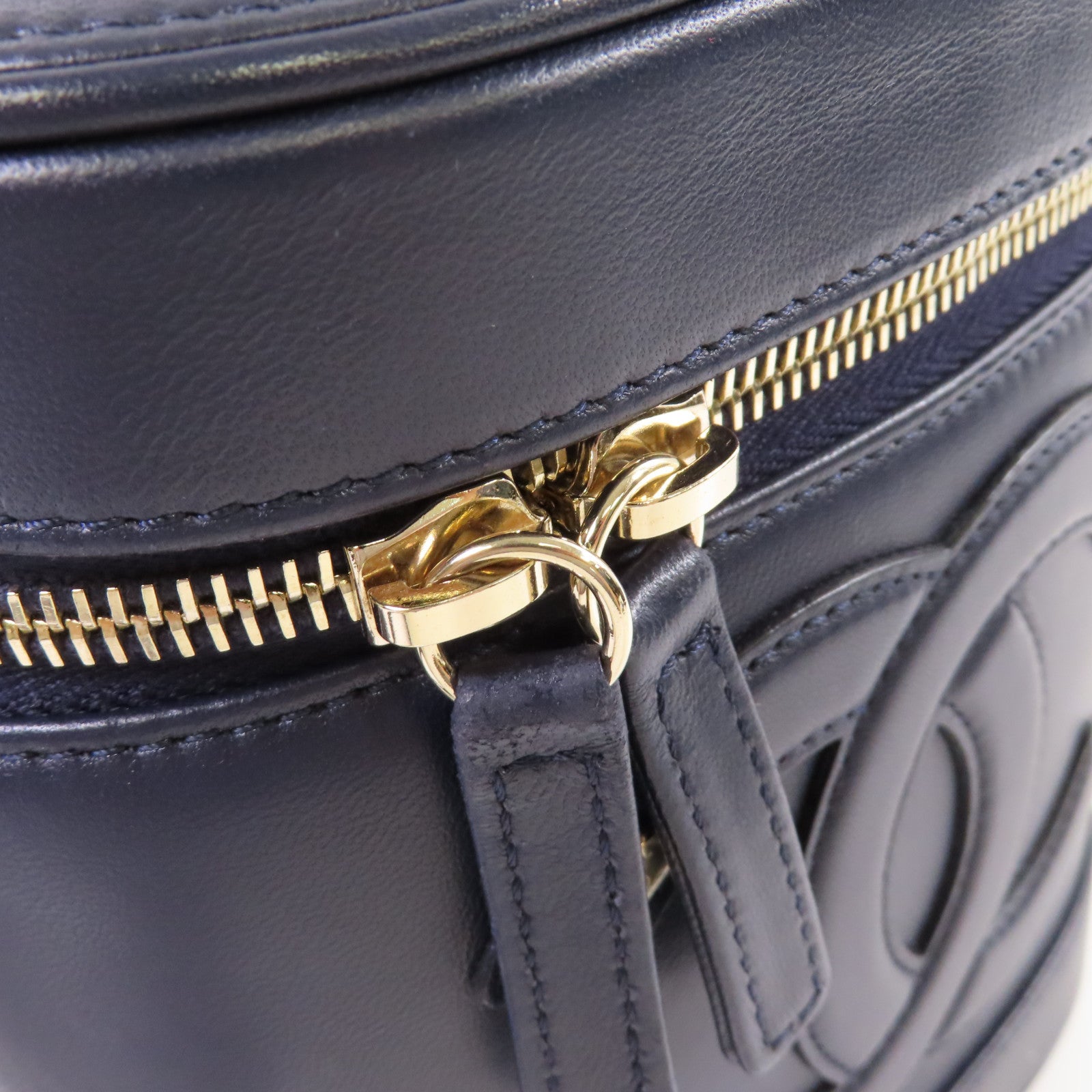 CHANEL 【激減優惠】羊皮皮革Vanity Case Chain Shoulder Bag鏈帶肩背袋深藍色
