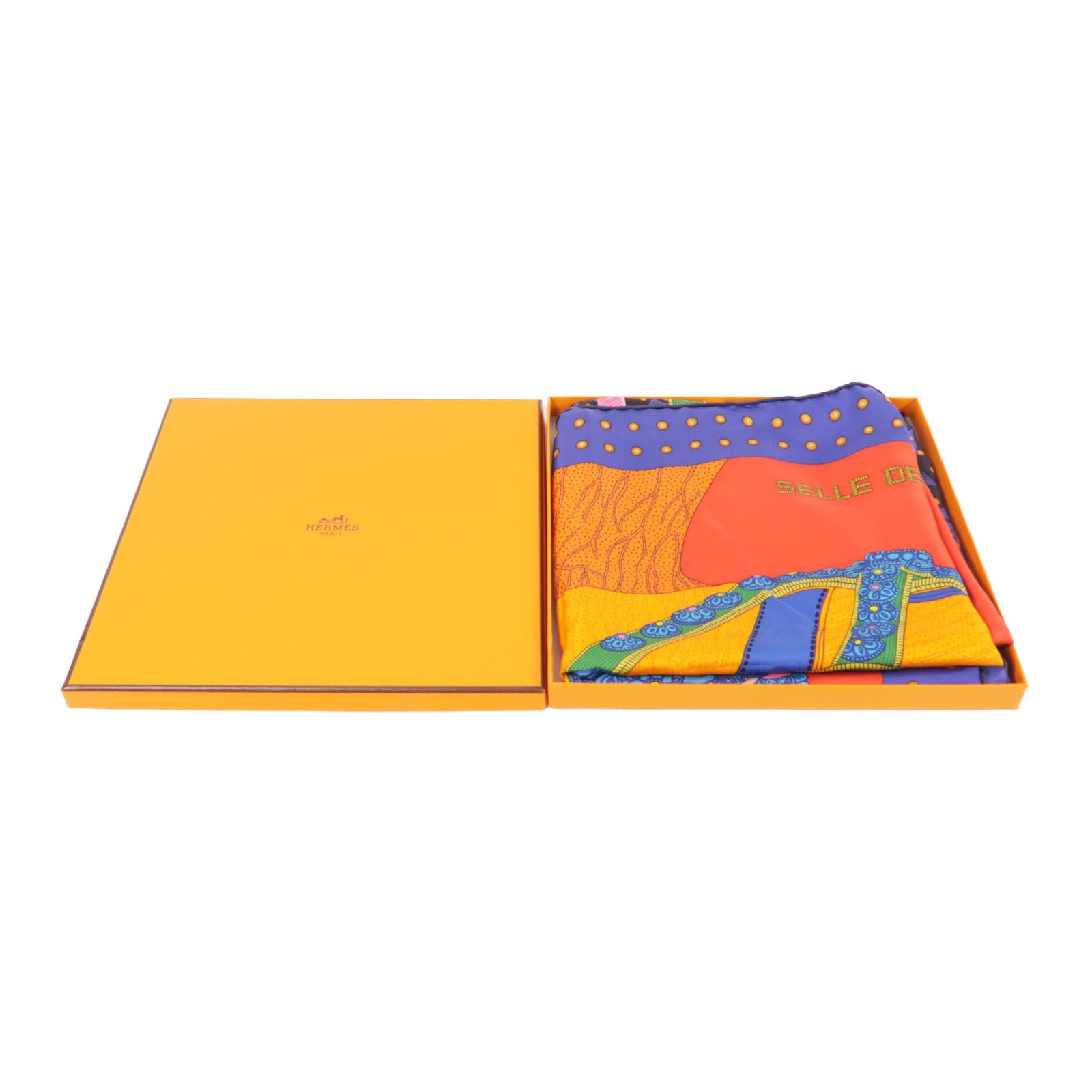 HERMES Scarf 90x90 Silk Purple/Red