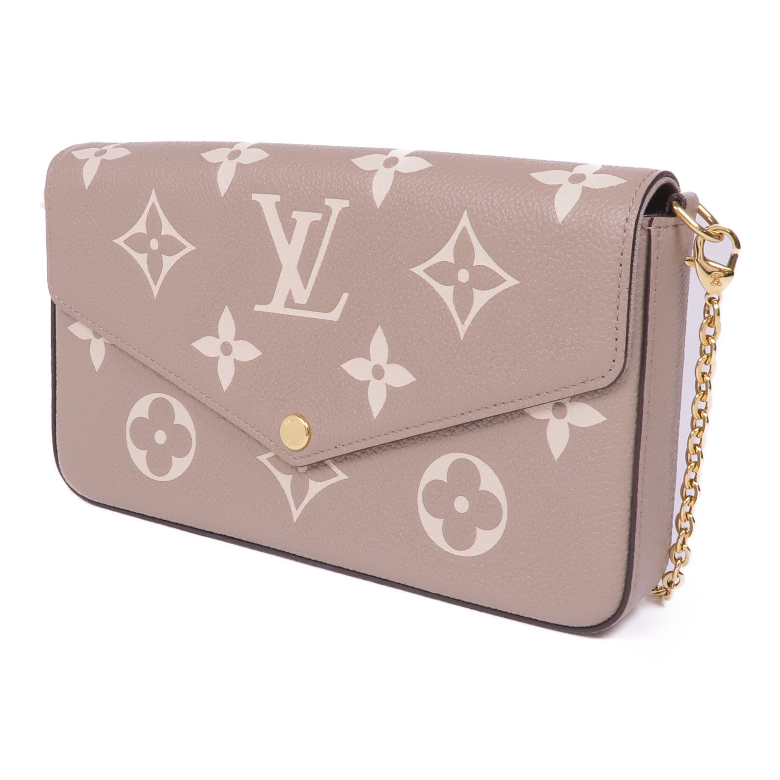 LOUIS VUITTON Monogram Empreinte Felicie Pochette金扣鏈帶肩背袋