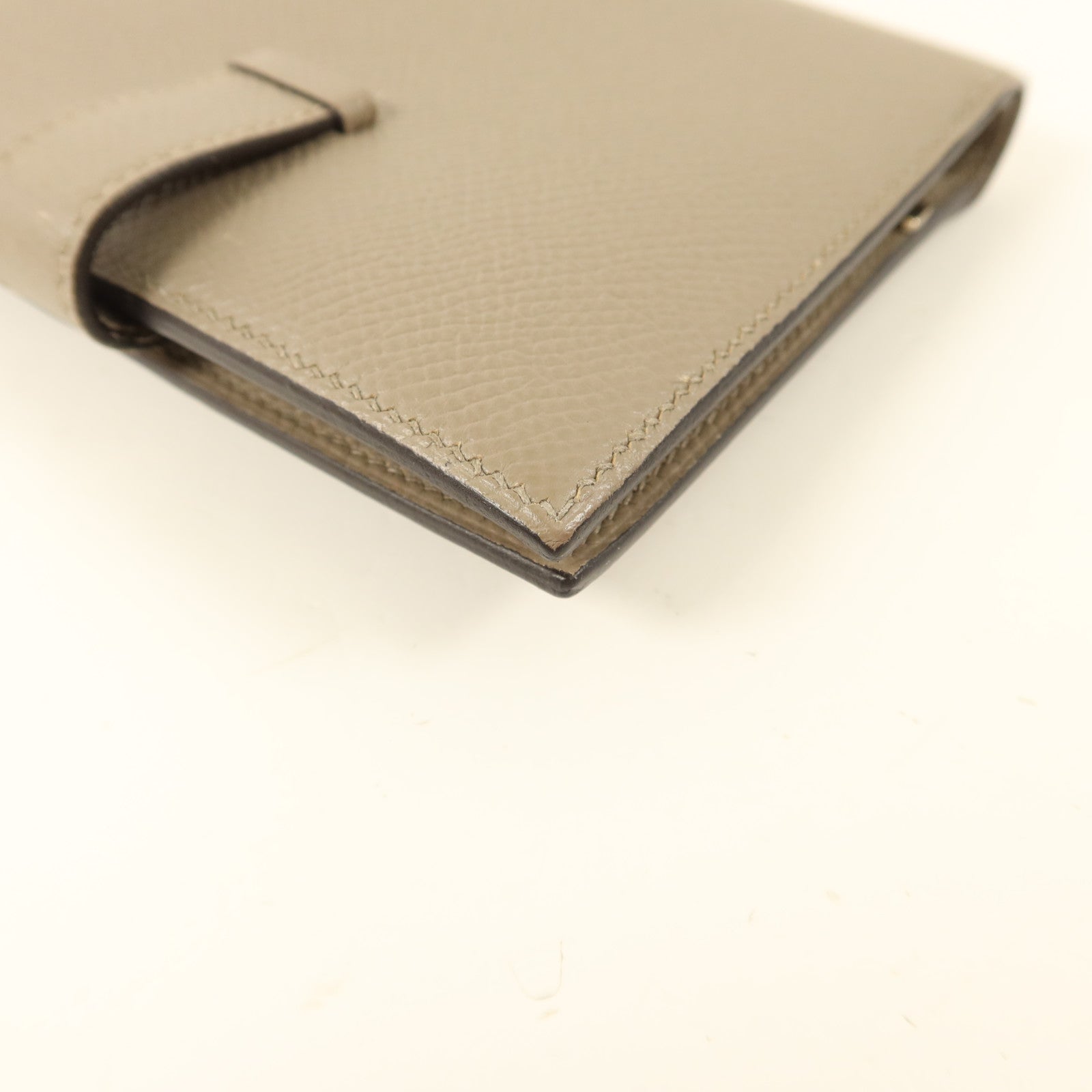 HERMES Epsom皮革Bearn Compact Wallet銀扣錢包Gris Asphalte