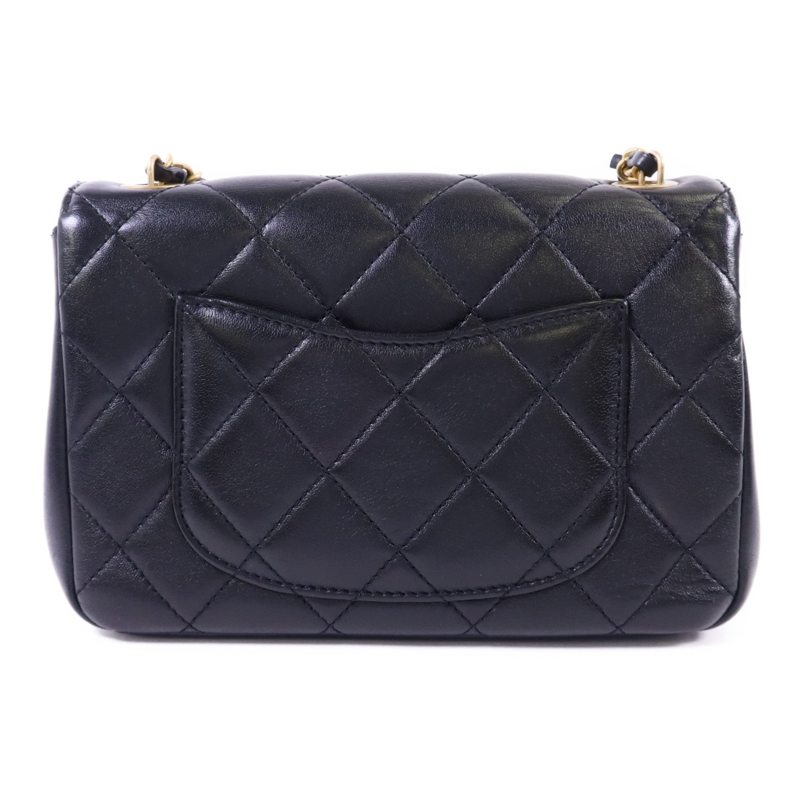 CHANEL 羊皮皮革Matelasse Mini Flap金扣鏈帶肩背袋