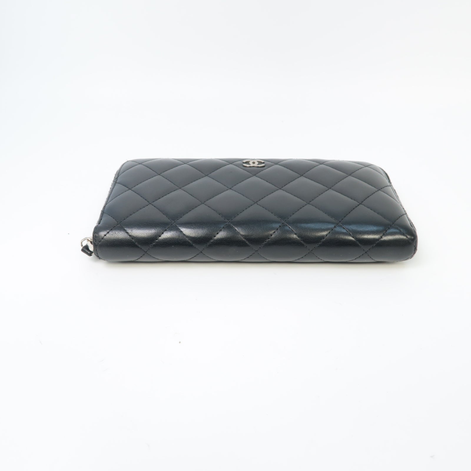 CHANEL 【激減優惠】菱格羊皮皮革Long Wallet銀扣長錢包黒色