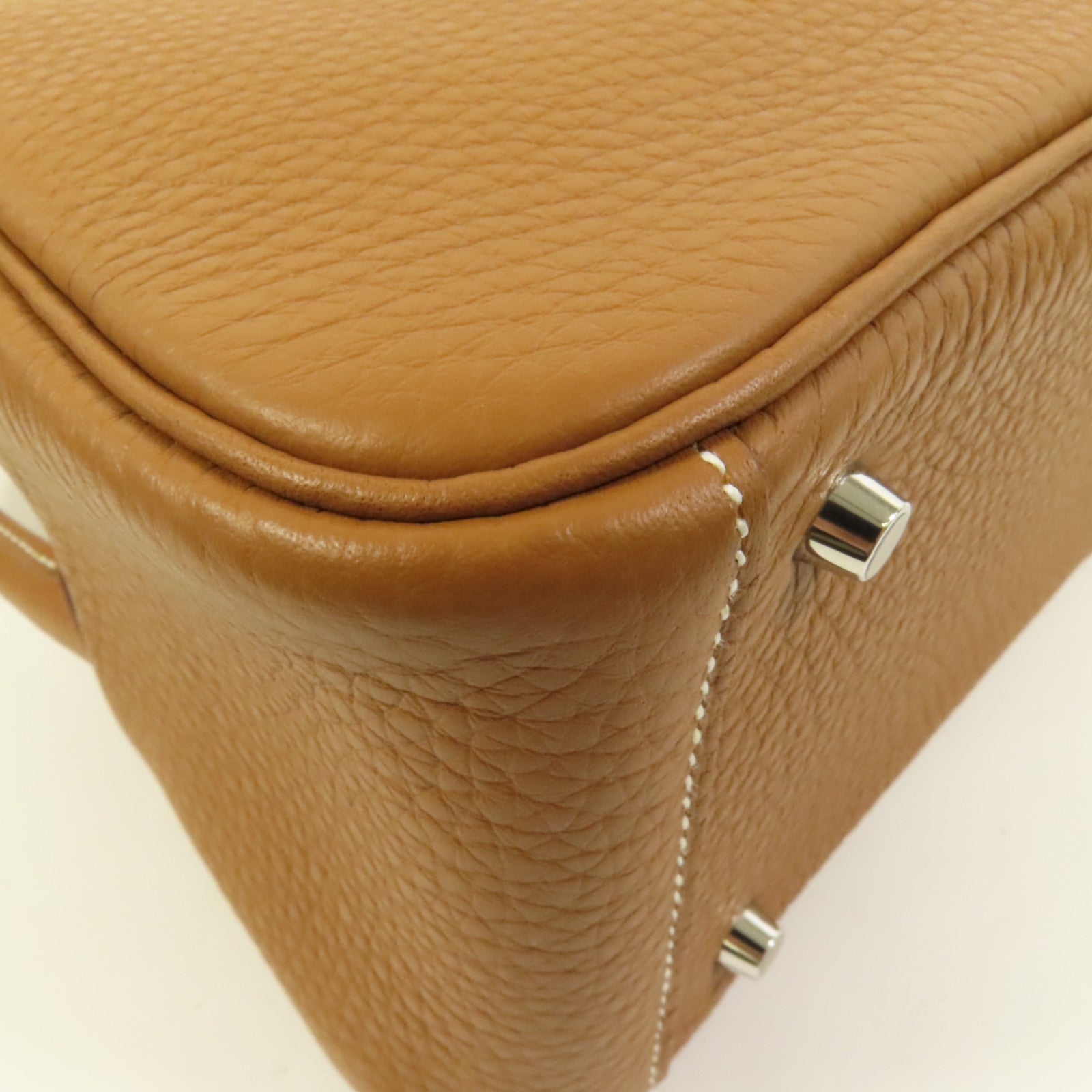 HERMES Clemence皮革Mini Lindy銀扣手挽肩背兩用袋Gold
