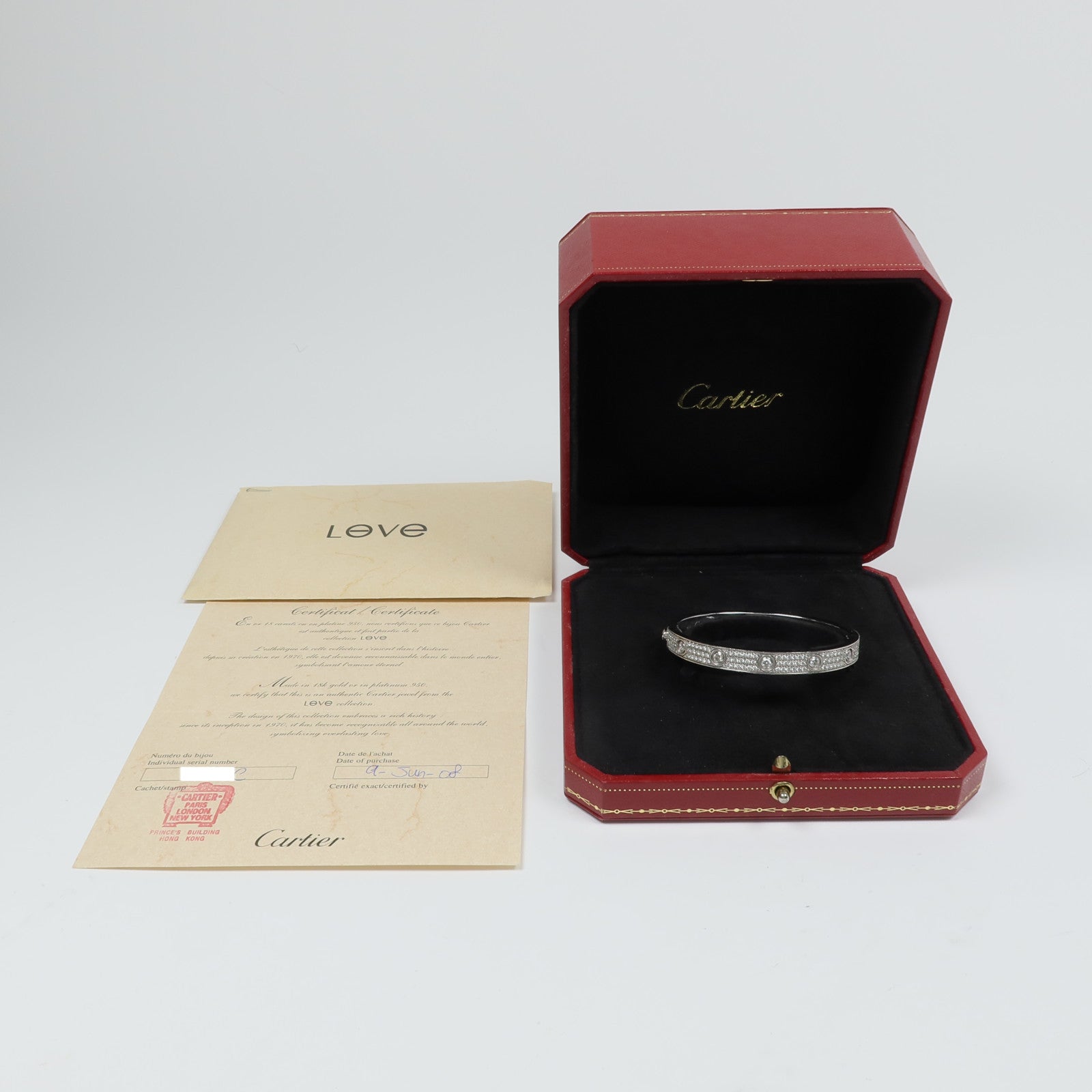 CARTIER 18K白金Love Bracelets Full Diamond鑽石手鐲Cartier#16