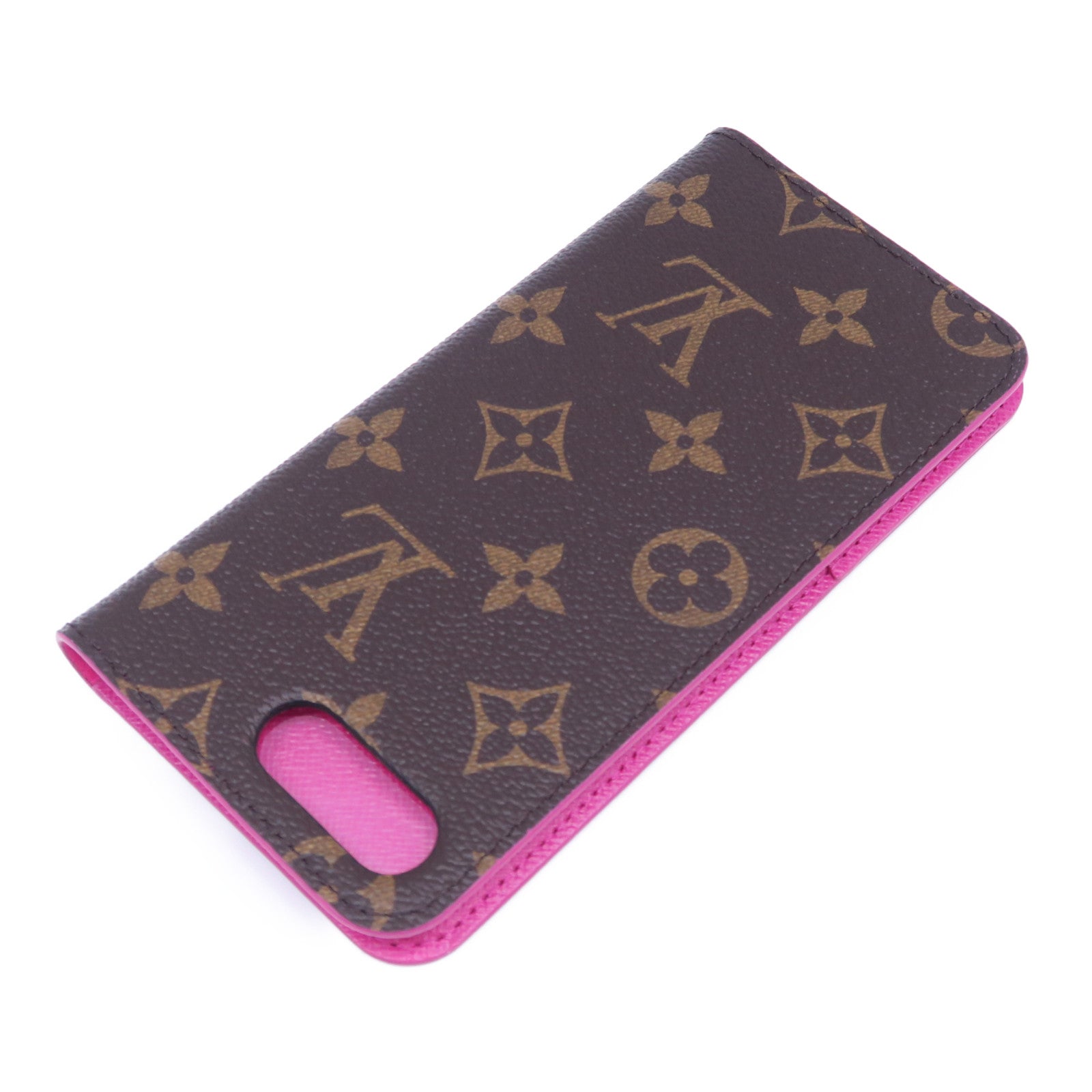 LOUIS VUITTON 【清倉大減價】Monogram iPhone 8 Plus Folio Case手機殼啡色/粉紅色