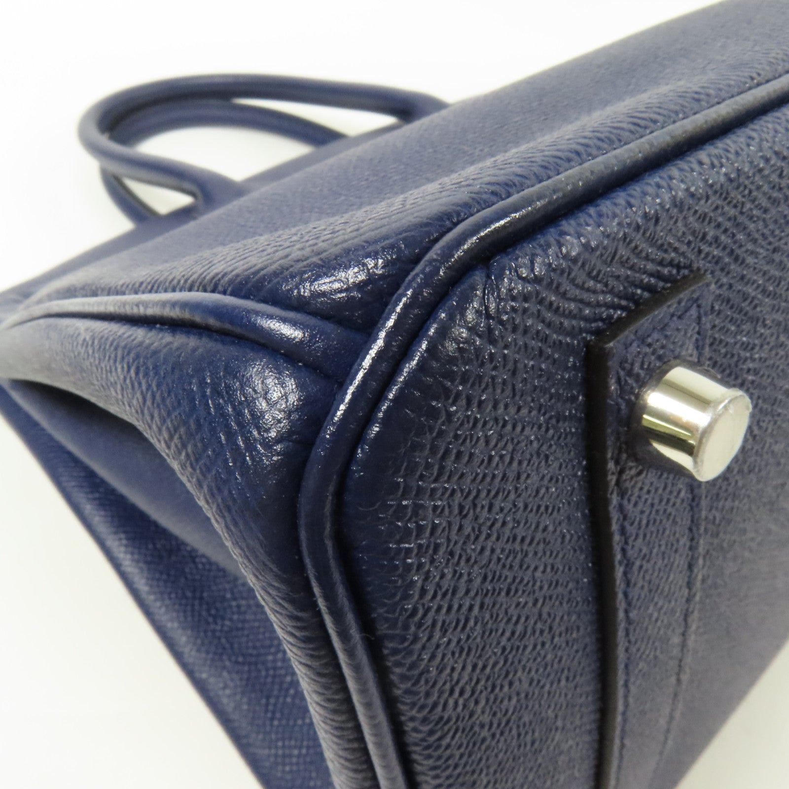 HERMES Epsom皮革Birkin 30銀扣手挽袋Bleu Saphir