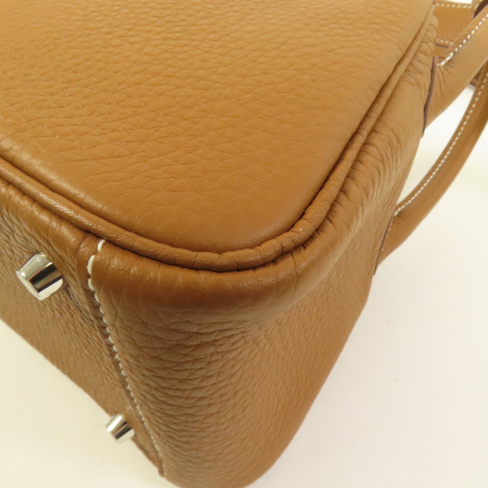 HERMES Clemence皮革Mini Lindy銀扣手挽肩背兩用袋Gold