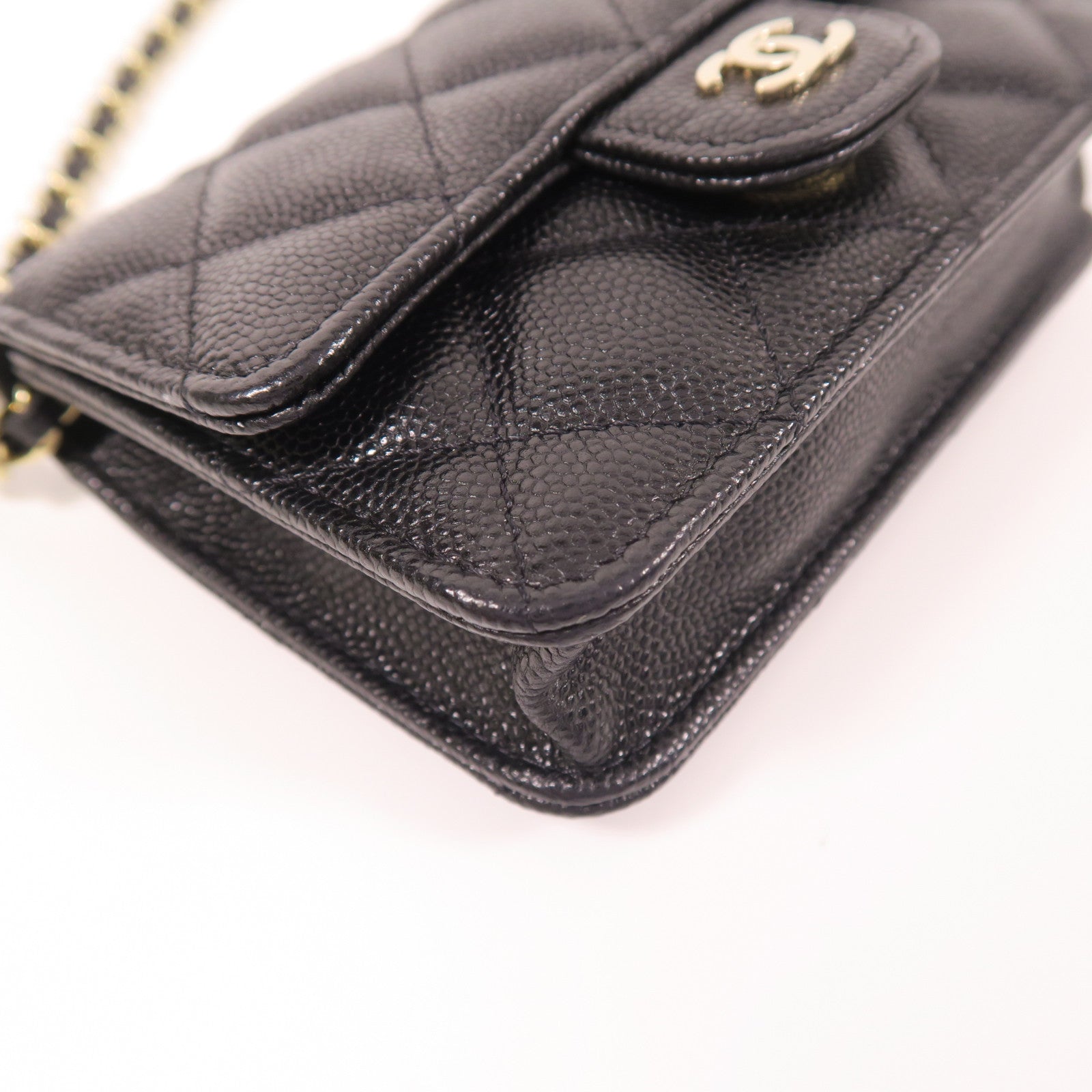 CHANEL 牛皮皮革Chain Shoulder金扣鏈帶肩背袋