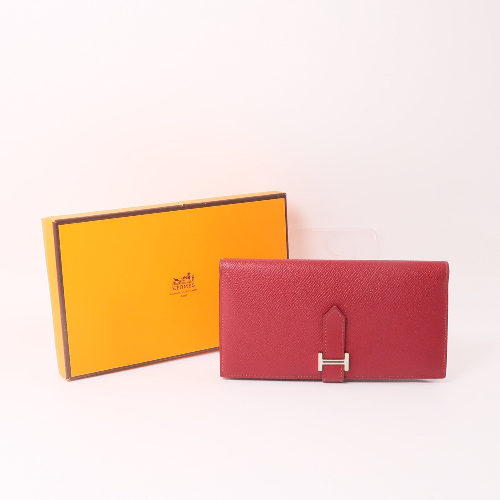 HERMES 皮革Bearn Long Wallet銀扣長錢包長錢包