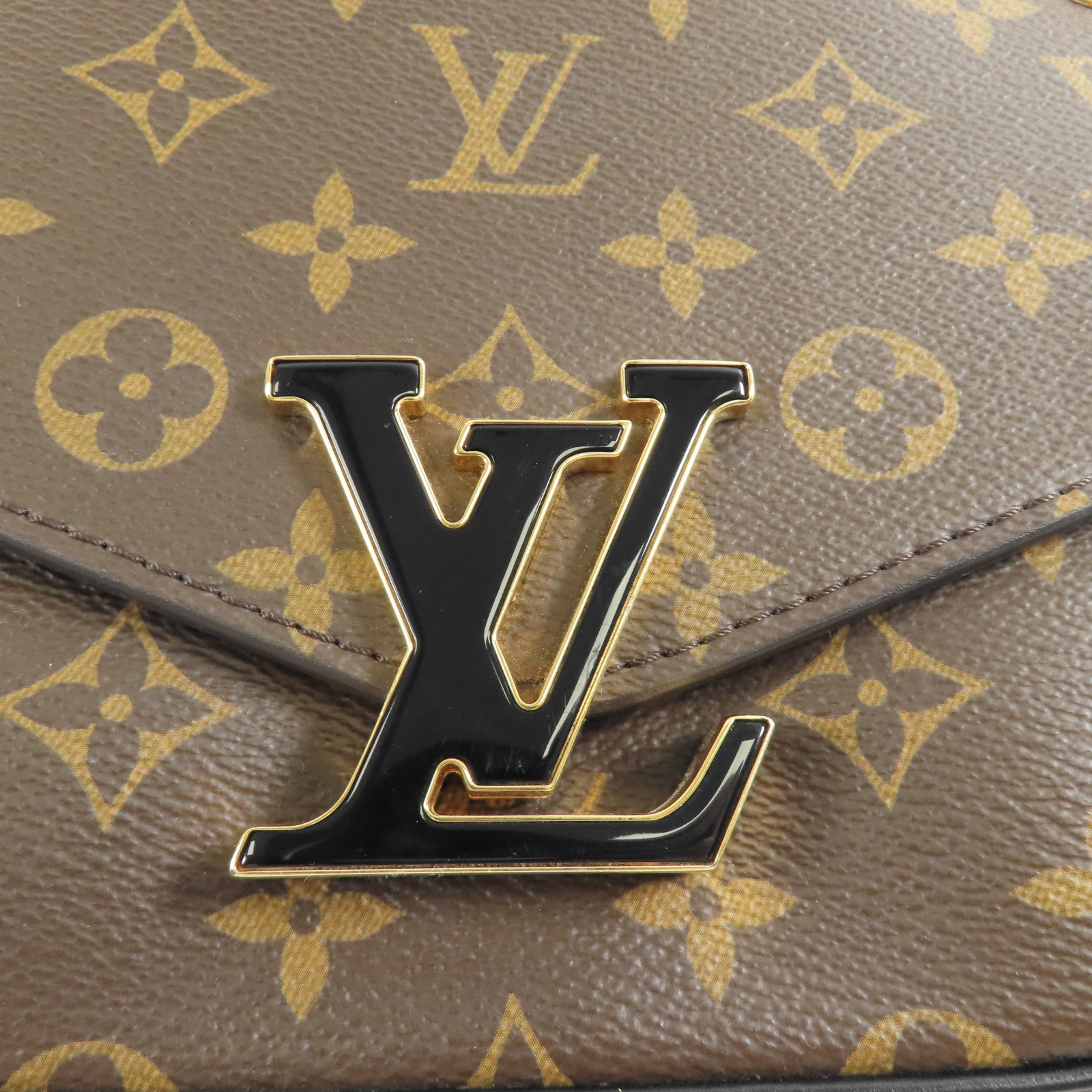 LOUIS VUITTON Monogram Passy金扣肩背袋棕色