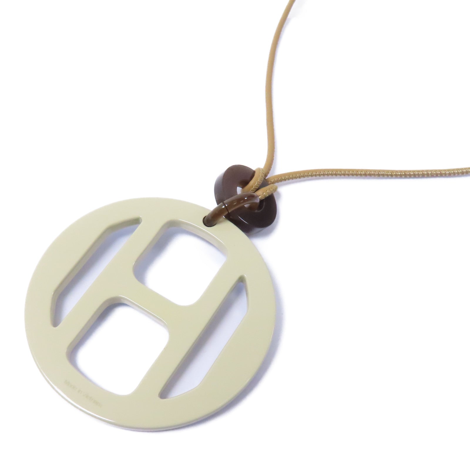 HERMES 【激減優惠】牛角H Equipe Necklace項鍊米色/淺藍色