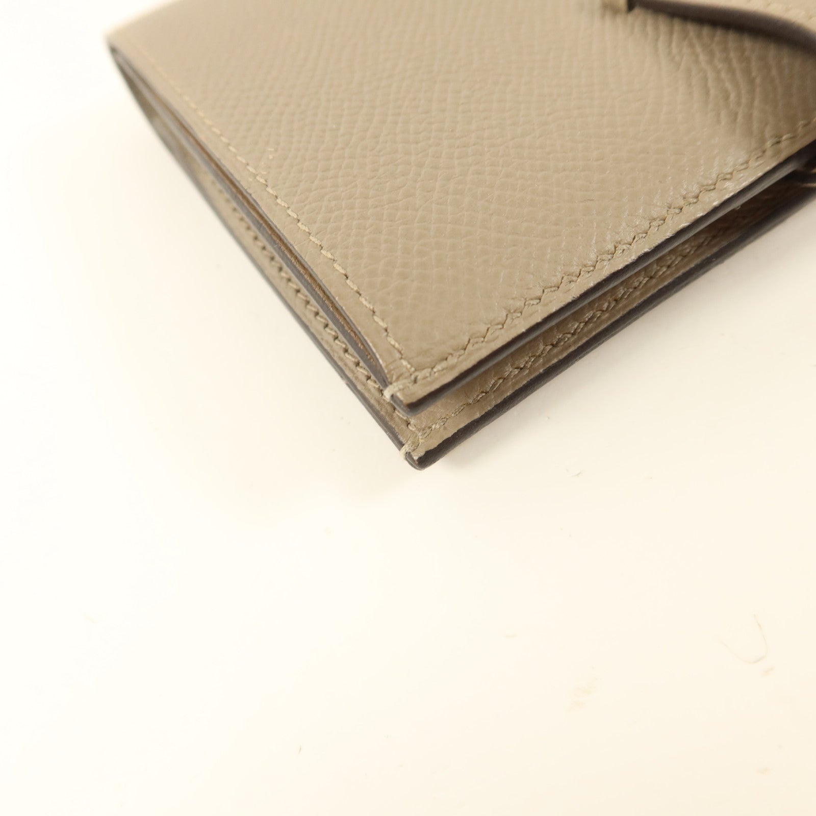 HERMES Epsom皮革Bearn Compact Wallet銀扣錢包Gris Asphalte