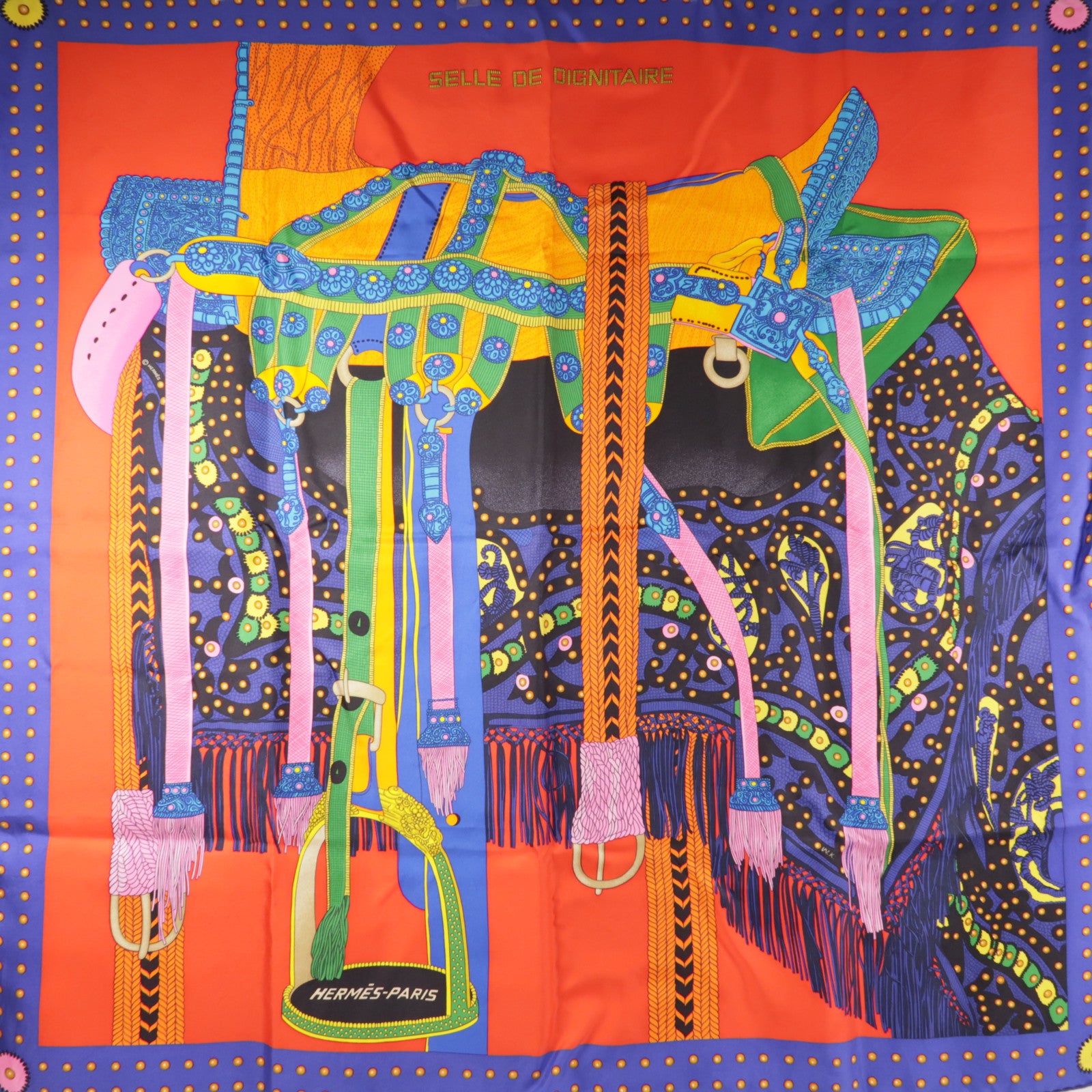 HERMES Scarf 90x90 Silk Purple/Red