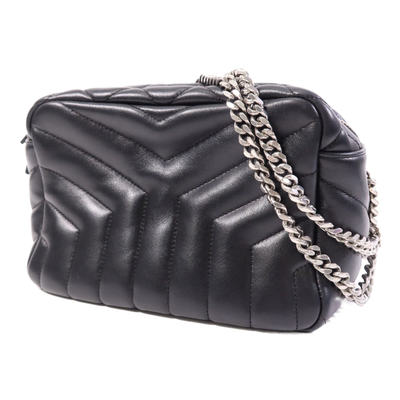 SAINT LAURENT 牛皮皮革Loulou銀扣鏈帶肩背袋