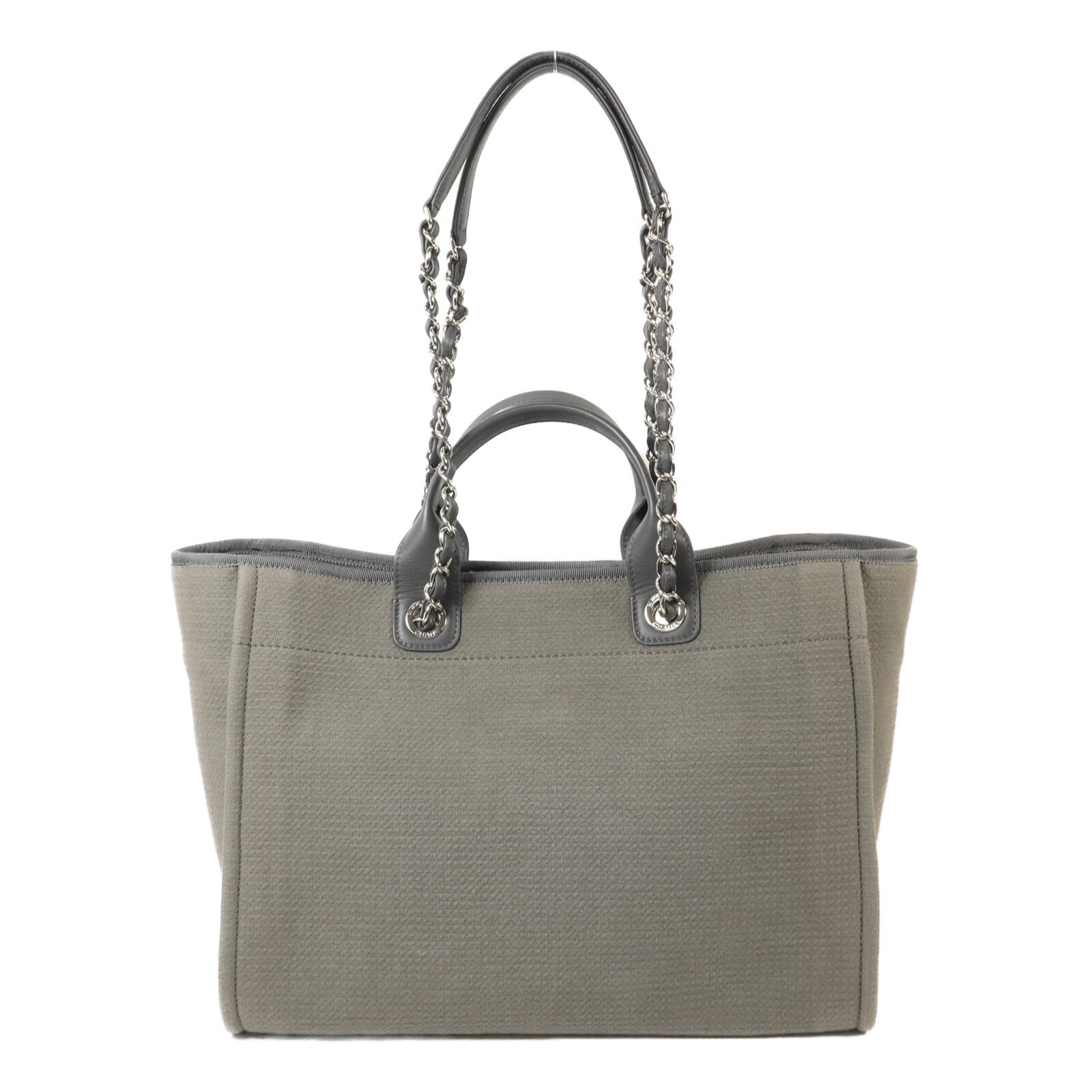 CHANEL 帆布Deauville Large Tote鏈帶手挽肩背兩用袋