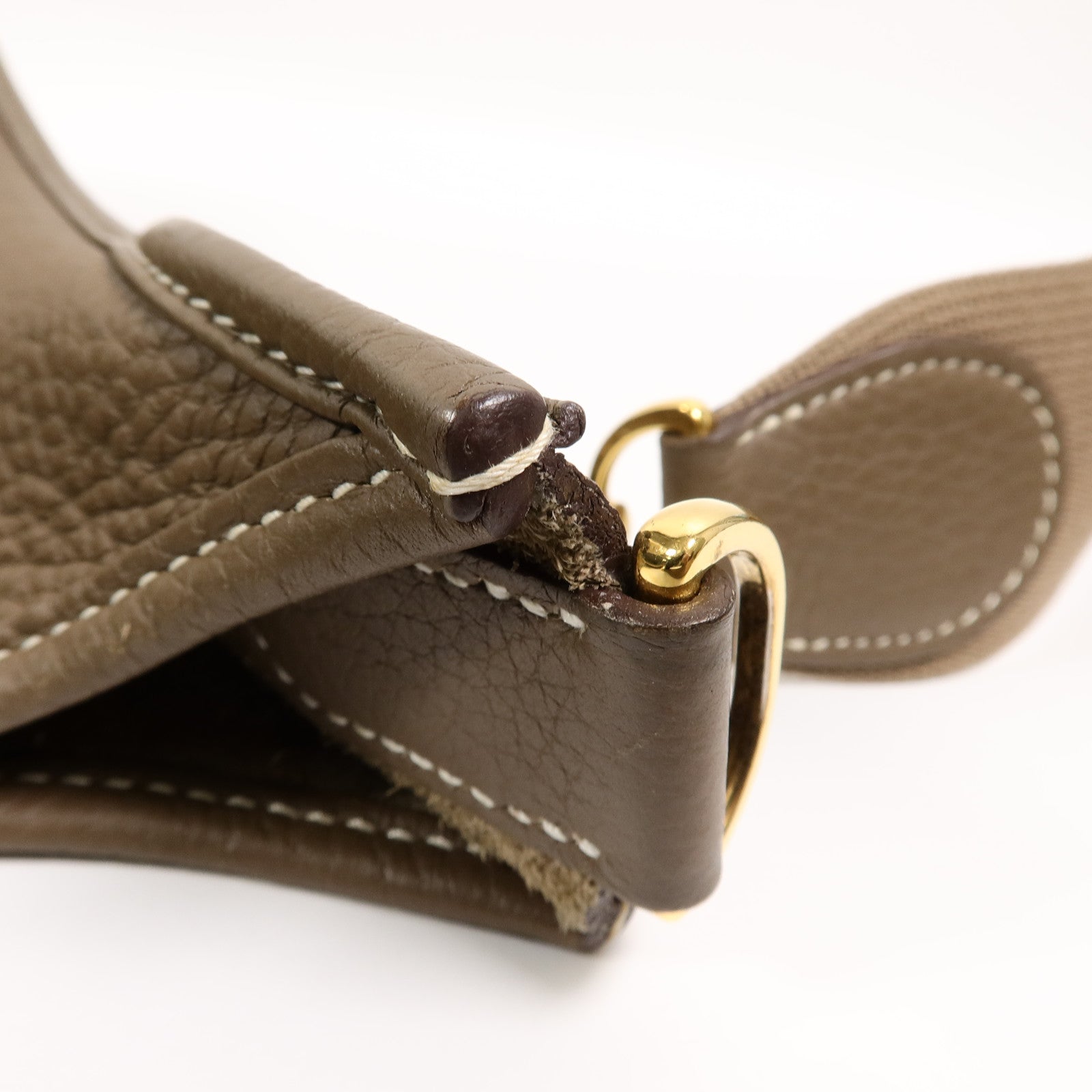 HERMES Clemence皮革Evelyne PM肩背袋Etoupe