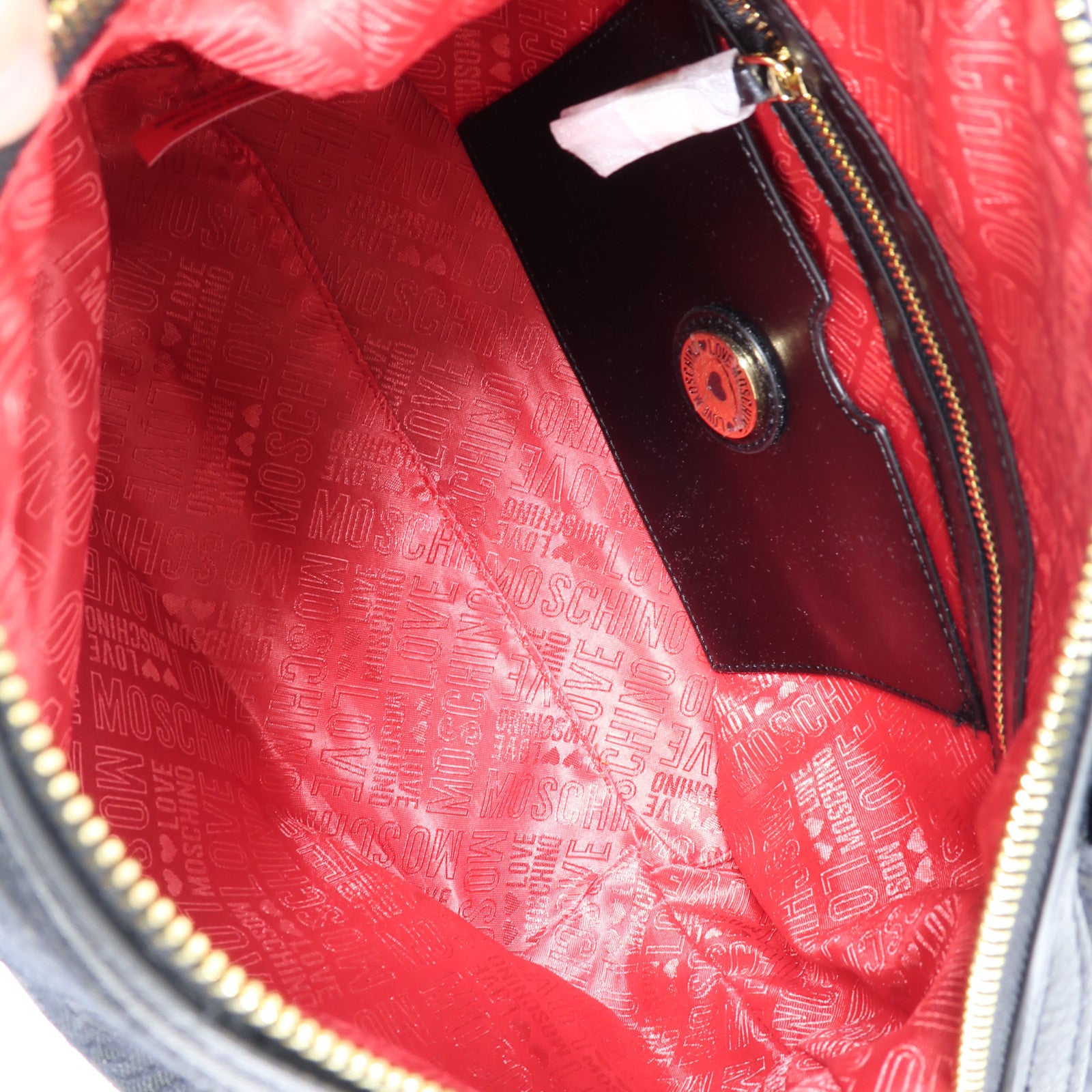 MOSCHINO 帆布2 Way Bag金扣手挽肩背兩用袋黑色
