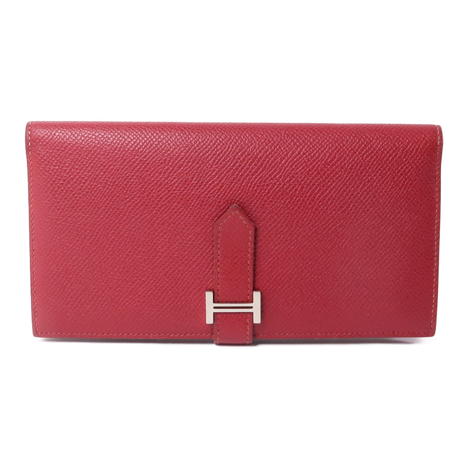 HERMES 皮革Bearn Long Wallet銀扣長錢包長錢包