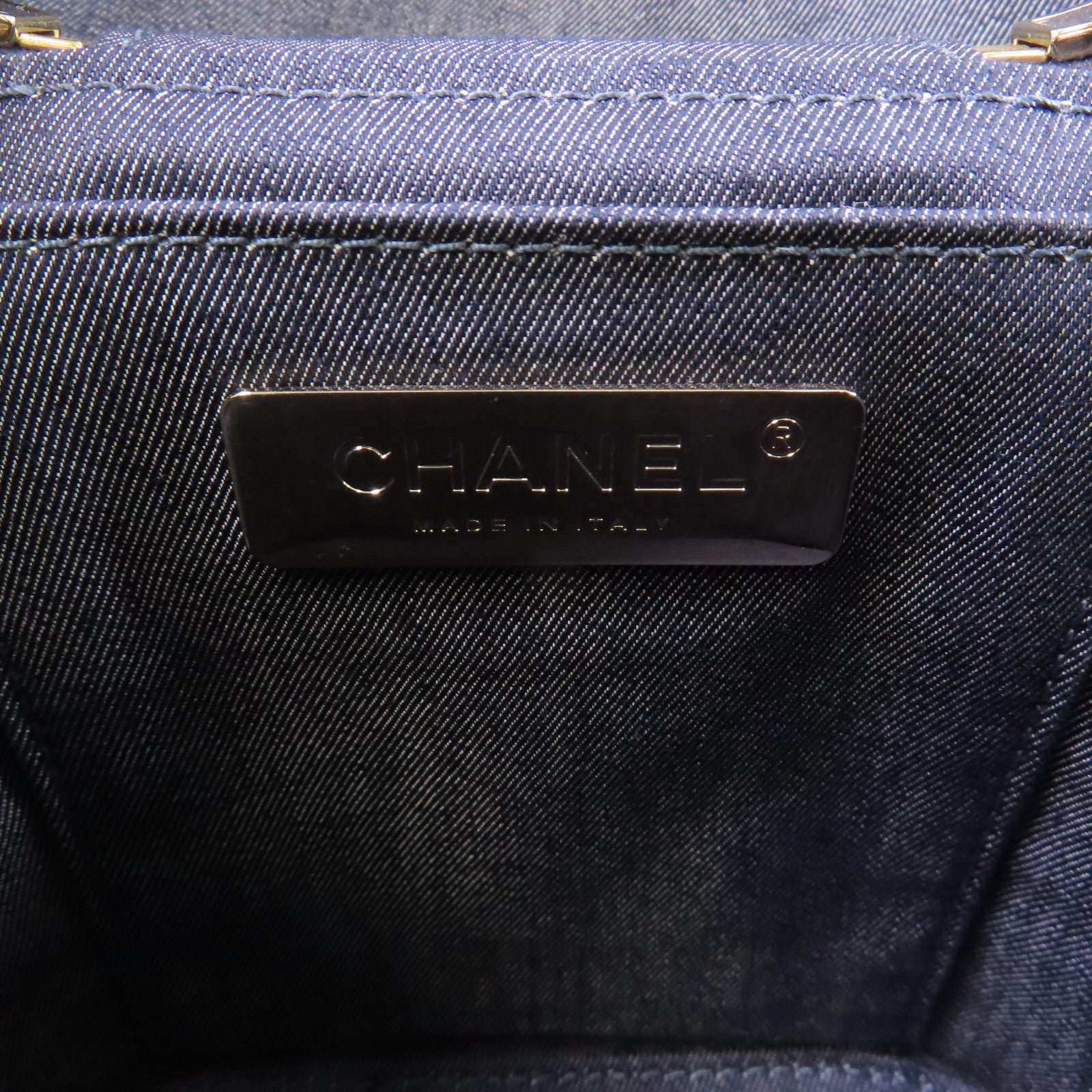 CHANEL 【激減優惠】羊皮皮革Vanity Case Chain Shoulder Bag鏈帶肩背袋深藍色