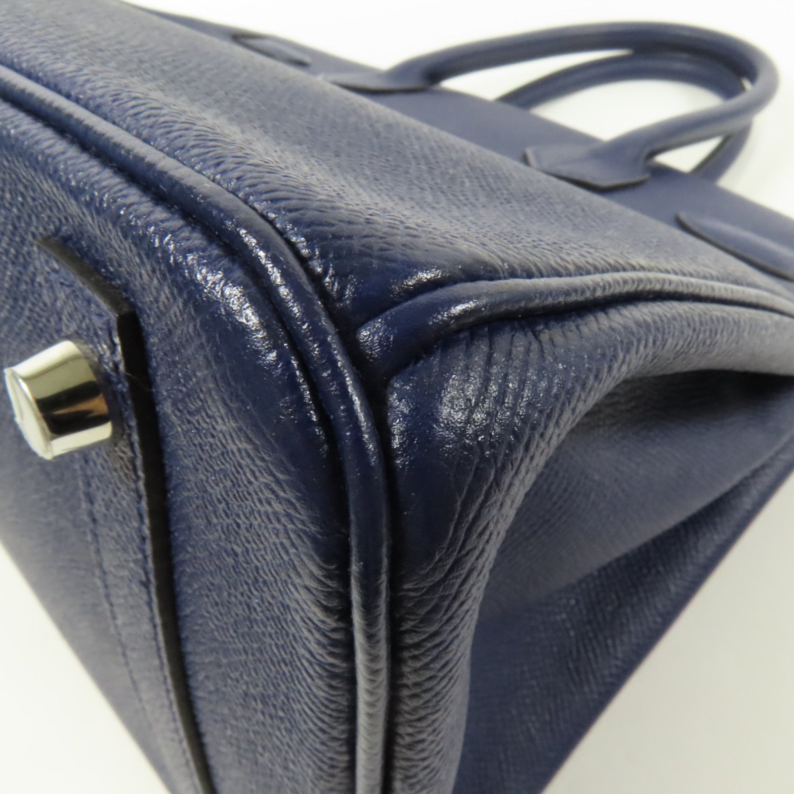 HERMES Epsom皮革Birkin 30銀扣手挽袋Bleu Saphir