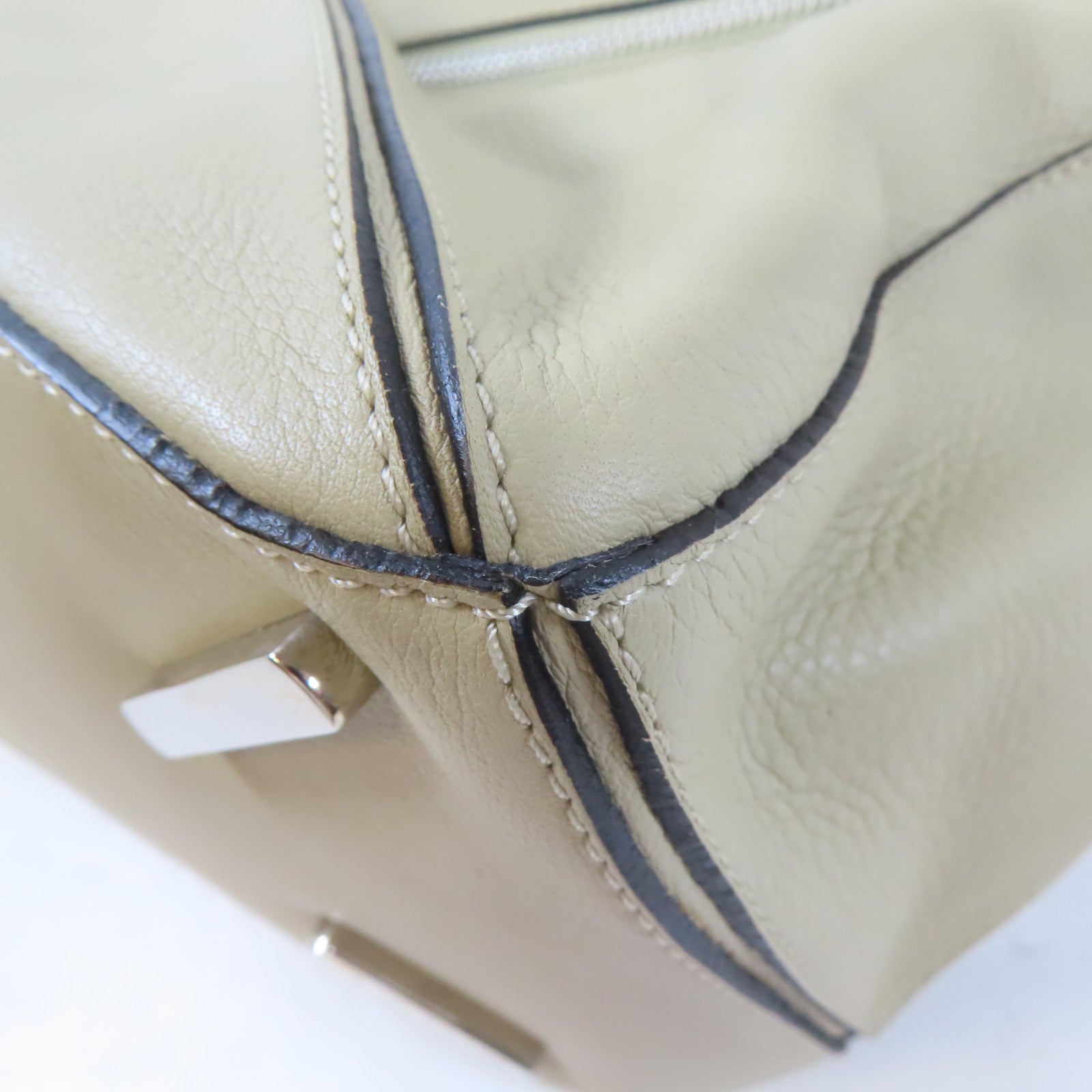 LOEWE 牛皮皮革Large Puzzle銀扣手挽肩背兩用袋淺褐色