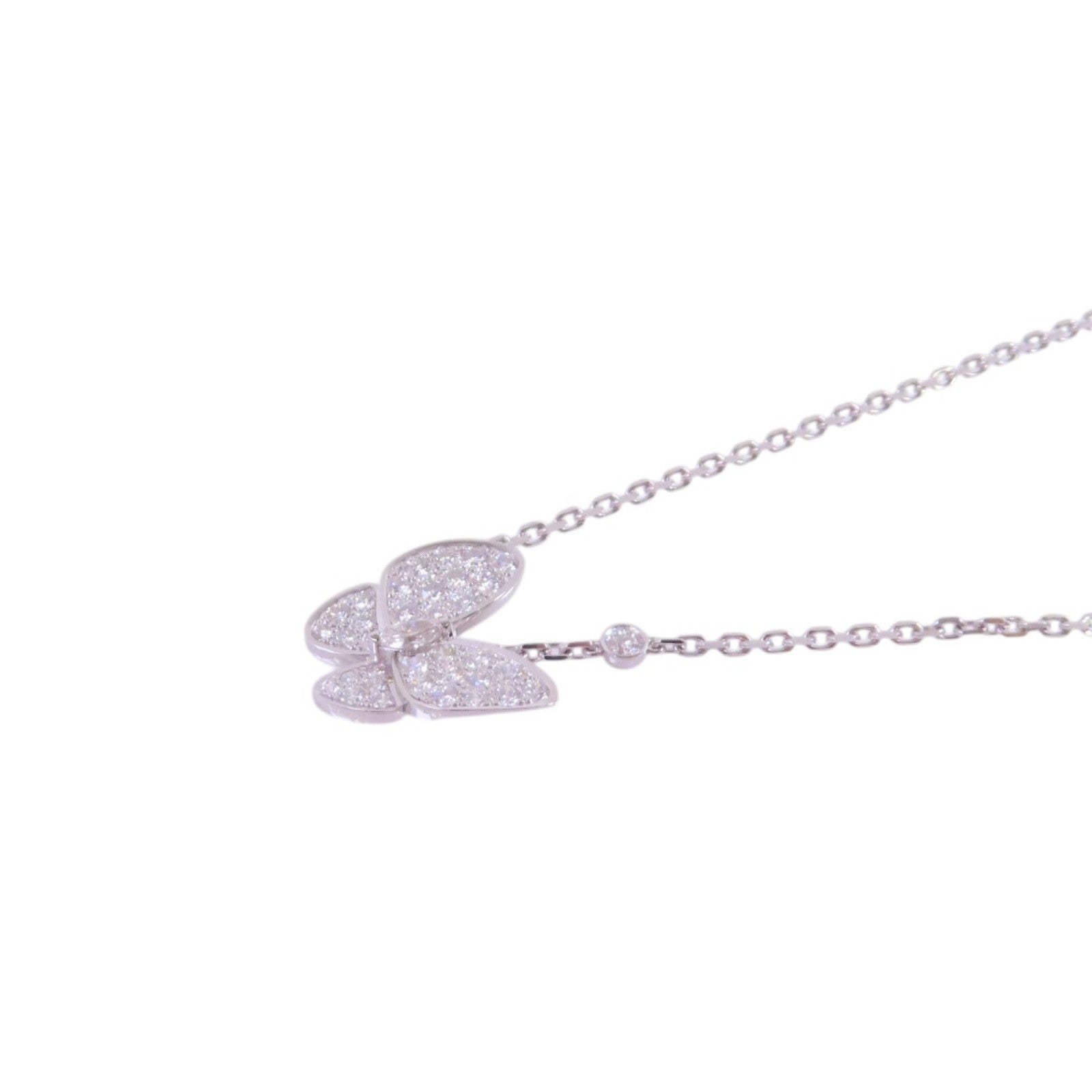 Van Cleef & Arpels 18K白金/鑽石Two Butterfly Pendant Necklace銀扣項鏈