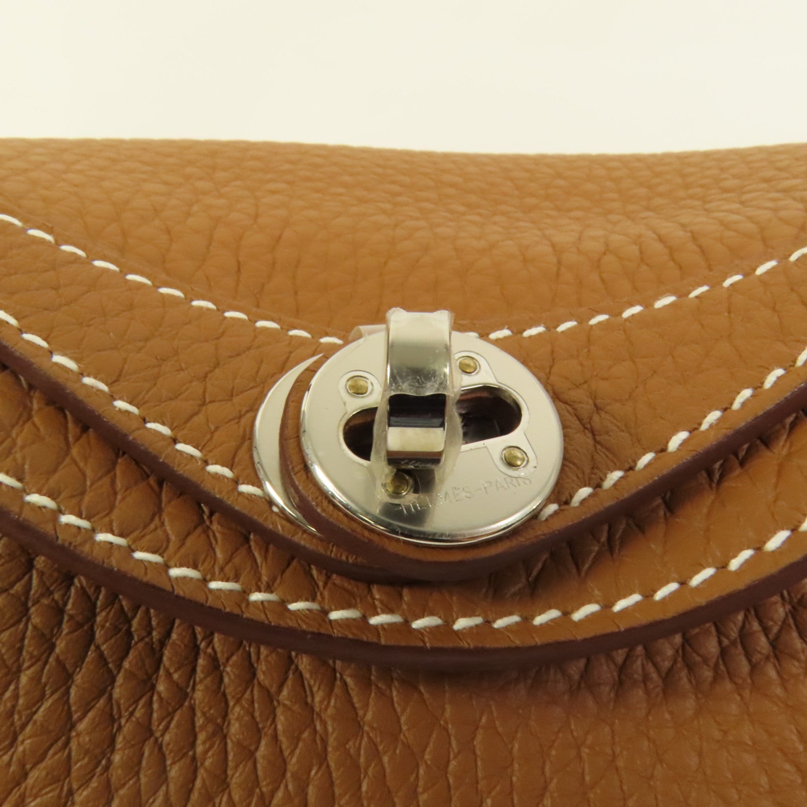 HERMES Clemence皮革Mini Lindy銀扣手挽肩背兩用袋Gold