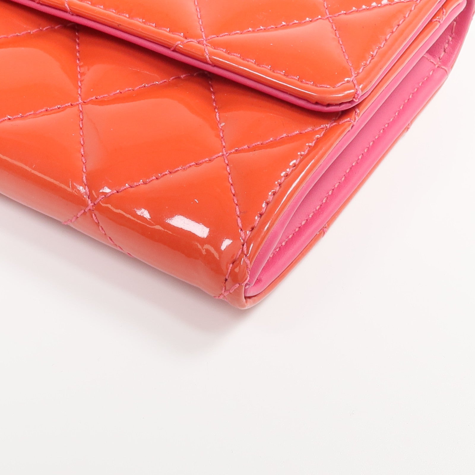 CHANEL 【激減優惠】漆皮皮革Long Wallet銀扣長錢包